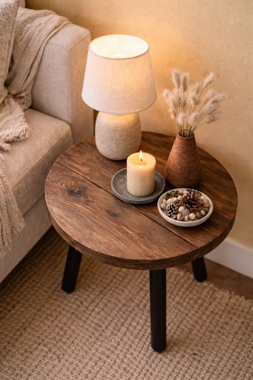Circular Coffee Table with Steel Round Pin Legs - Image 10