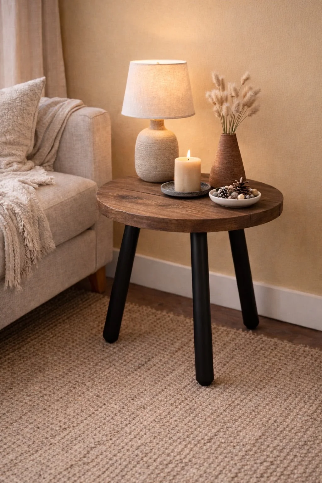 Circular Coffee Table with Steel Round Pin Legs - Image 11