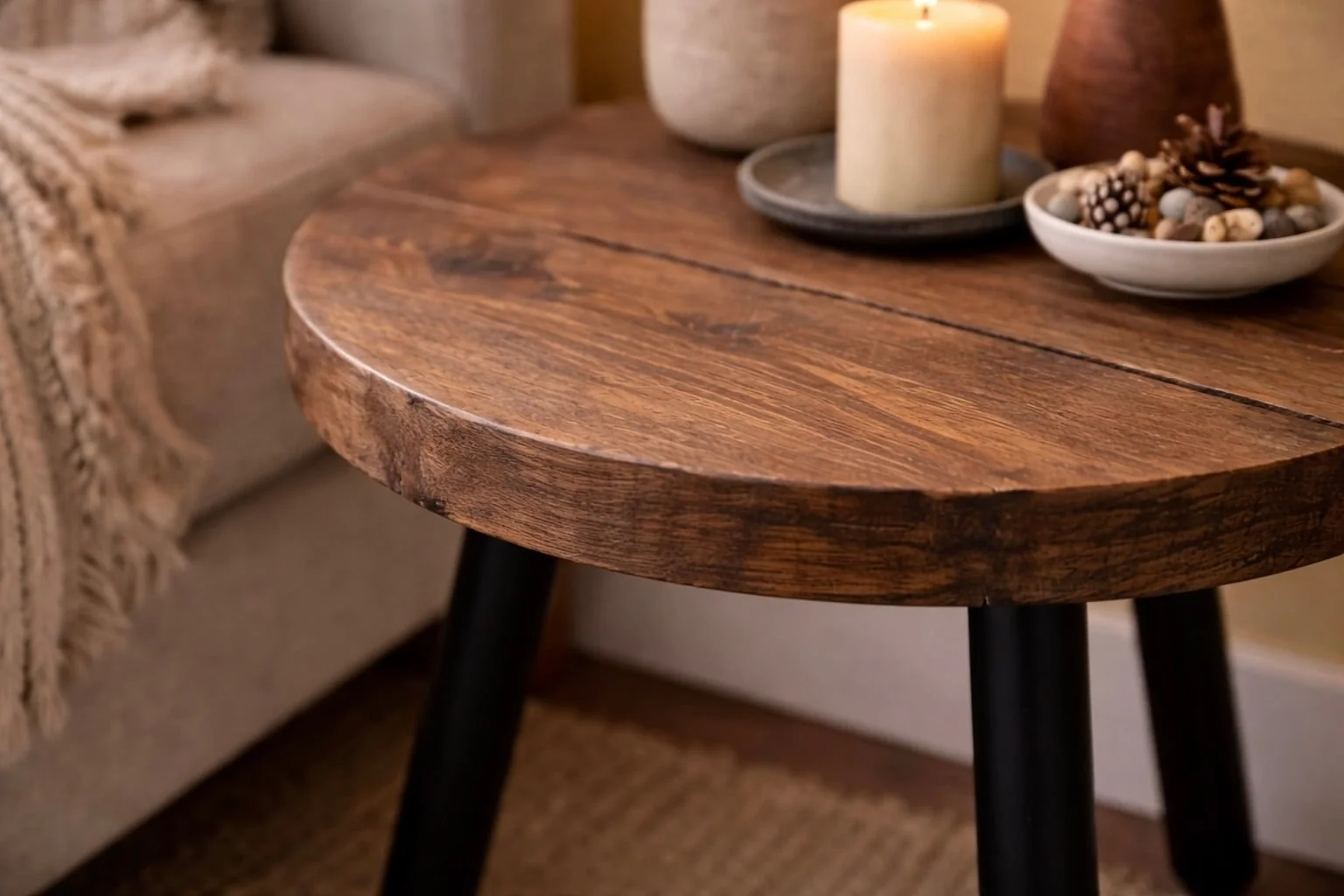 Circular Coffee Table with Steel Round Pin Legs - Image 8