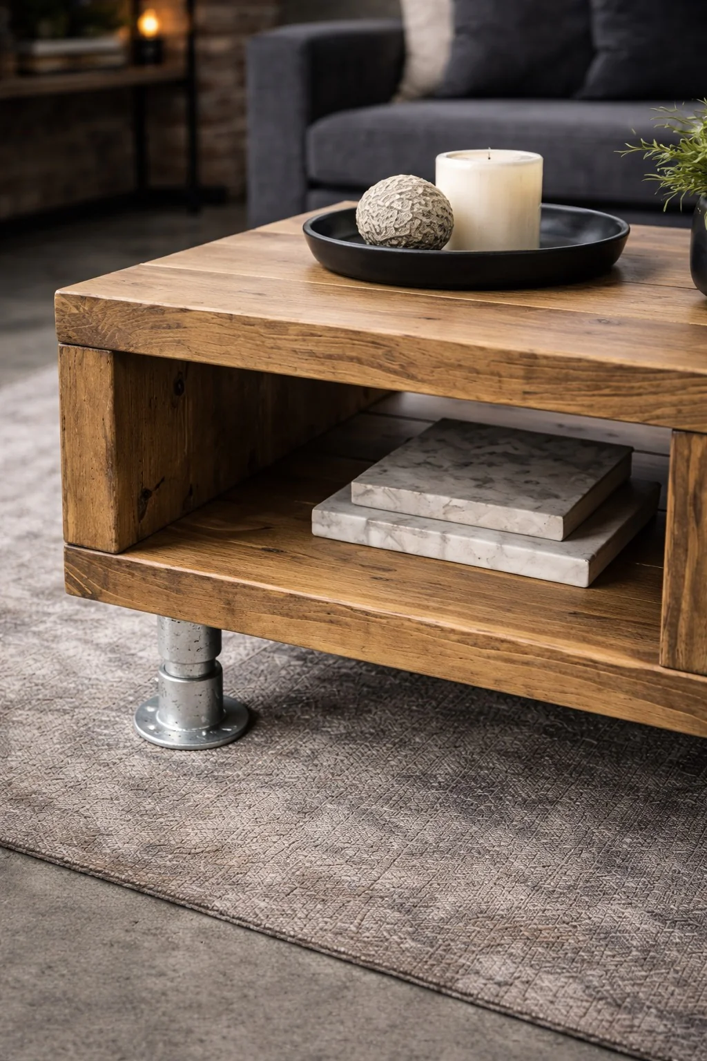 Coffee Table on Steel Tube Legs | Handmade, Rustic Style, Industrial Table - Image 3