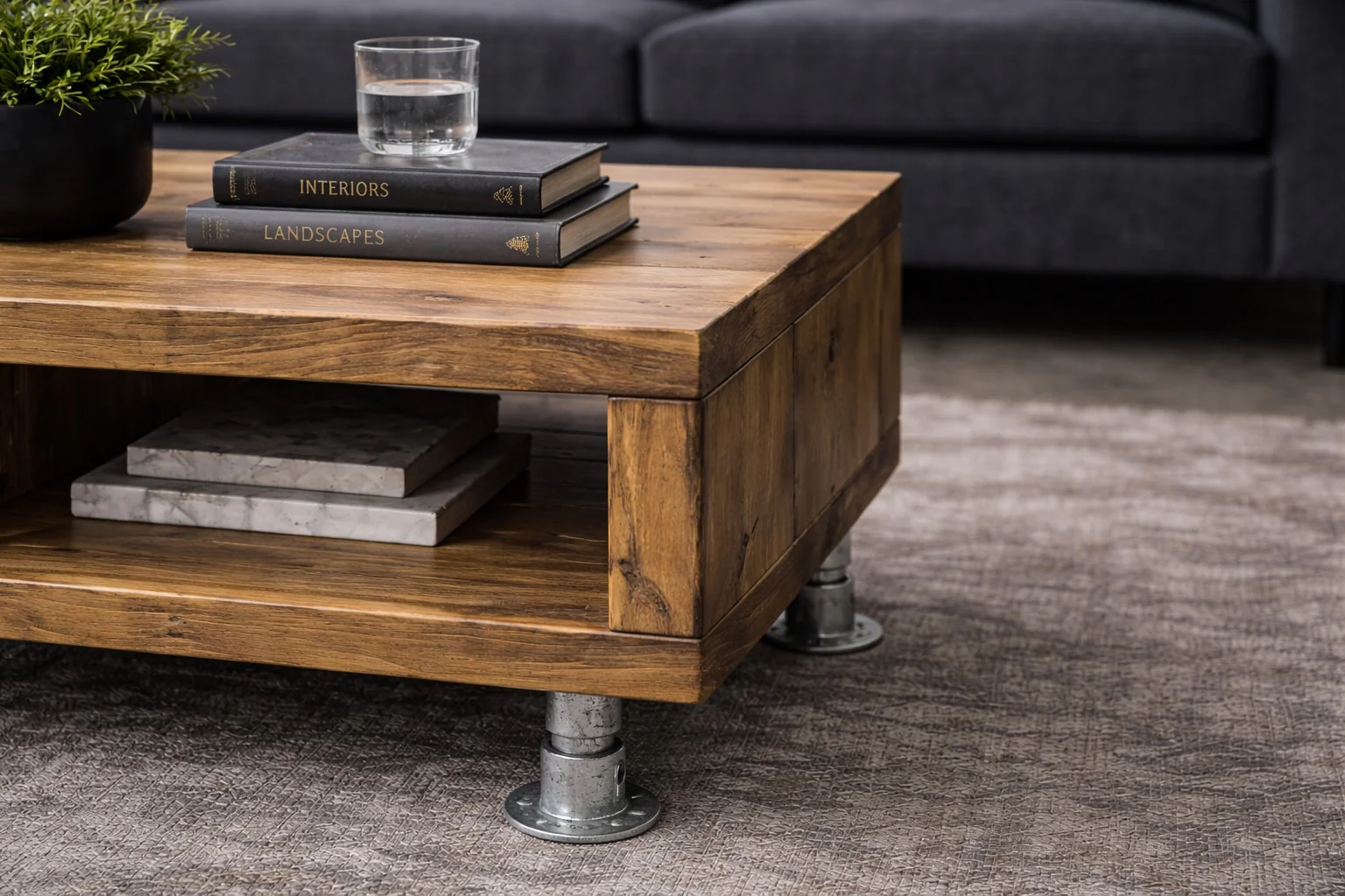 Coffee Table on Steel Tube Legs | Handmade, Rustic Style, Industrial Table - Image 4