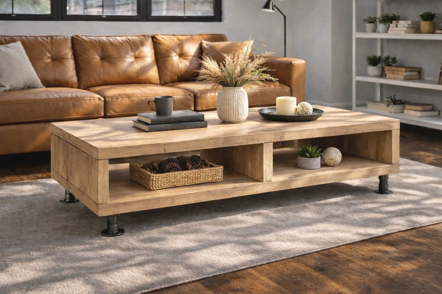 Coffee Table on Steel Tube Legs | Handmade, Rustic Style, Industrial Table - Image 7