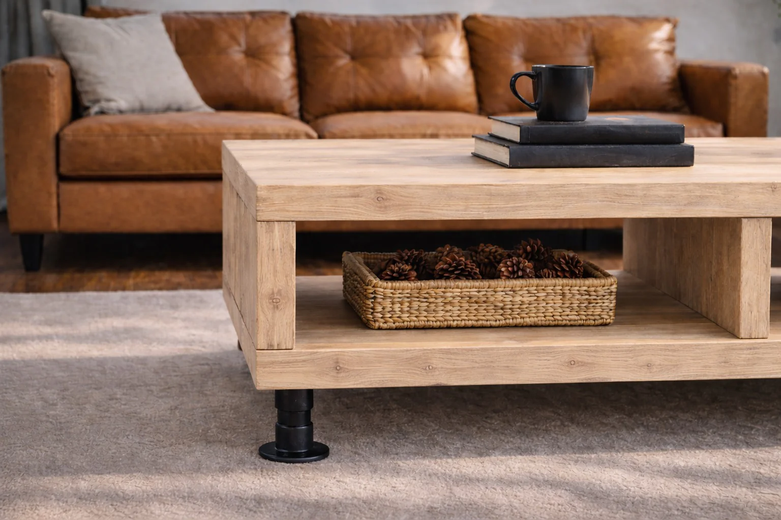 Coffee Table on Steel Tube Legs | Handmade, Rustic Style, Industrial Table - Image 8