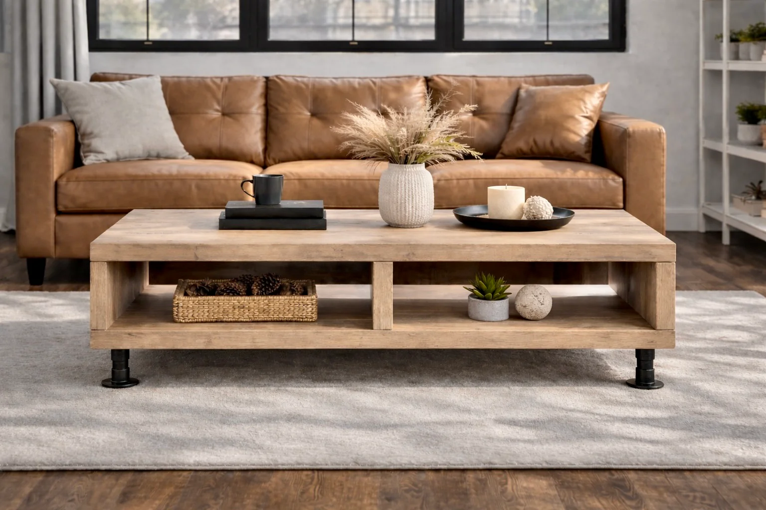 Coffee Table on Steel Tube Legs | Handmade, Rustic Style, Industrial Table - Image 9