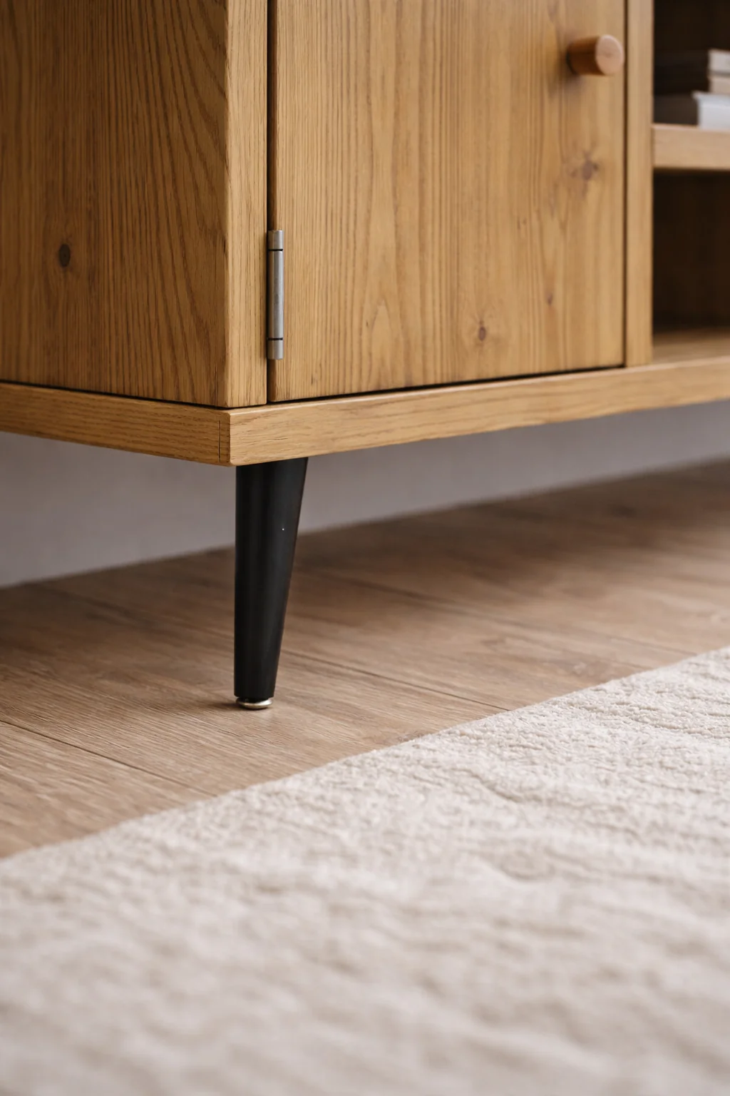 Handcrafted Rustic Sideboard on Tapered Legs. Mid Century Inspired. Home Media Storage. - Image 4