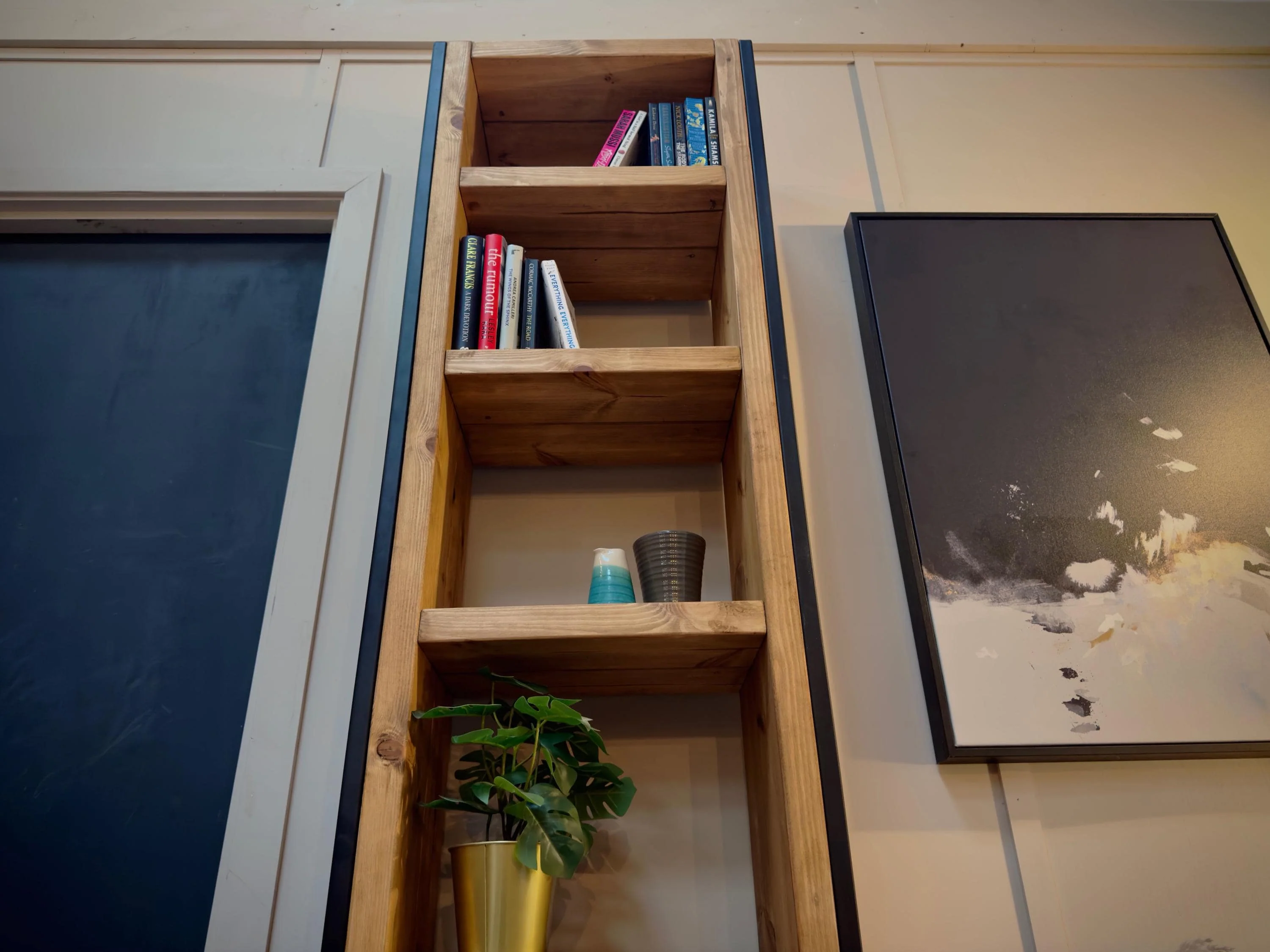 Industrial Bookcase | Solid Wooden Shelving, Steel Square Tube Framework | For Living Room, Office, Dining Room | Rustic Style - Image 7