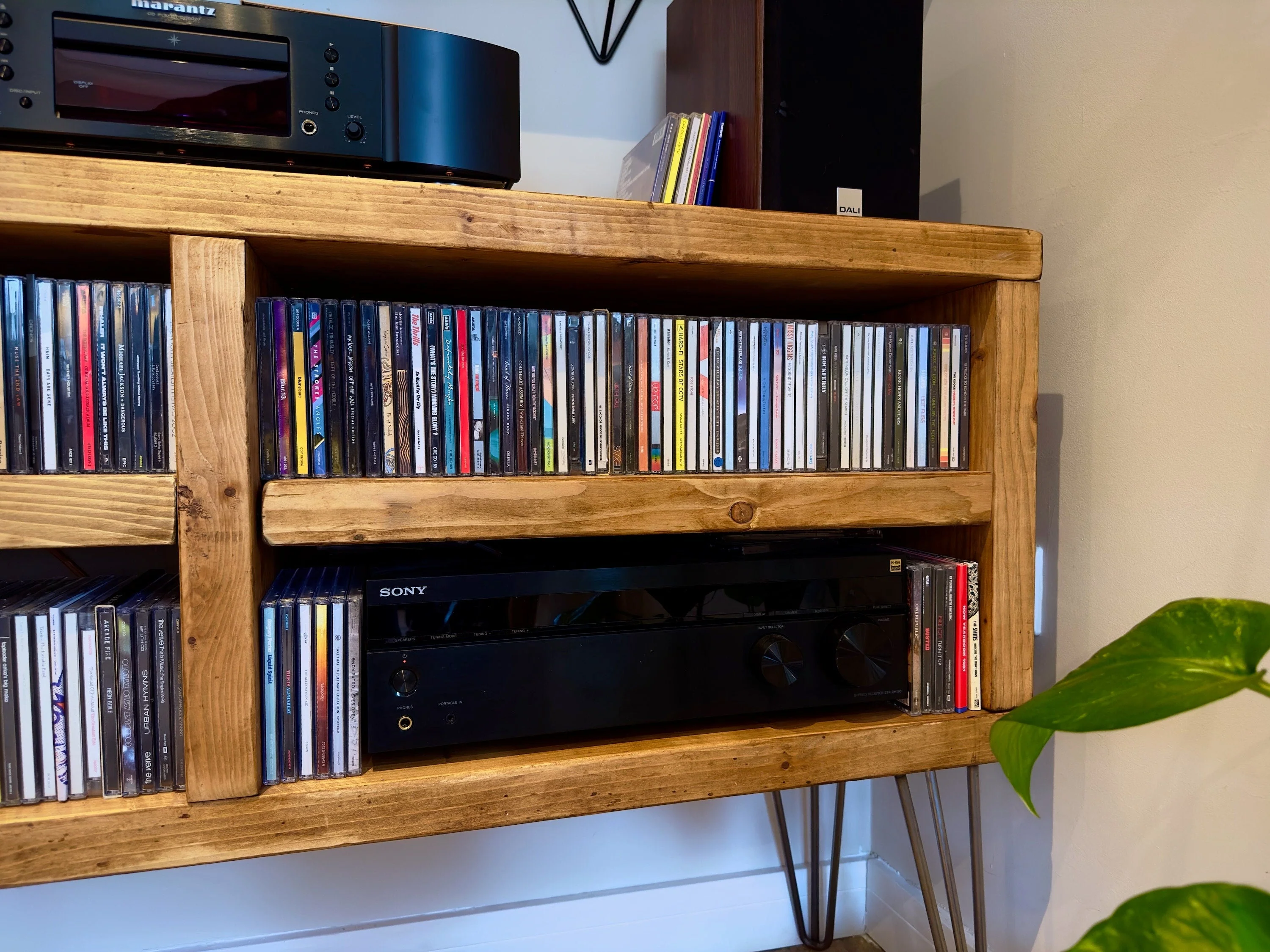 Industrial CD Player Stand | Hi Fi Cabinet | CD Storage Media TV Unit | Scaffold Board Reclaimed Rustic Wooden Sideboard - Image 7