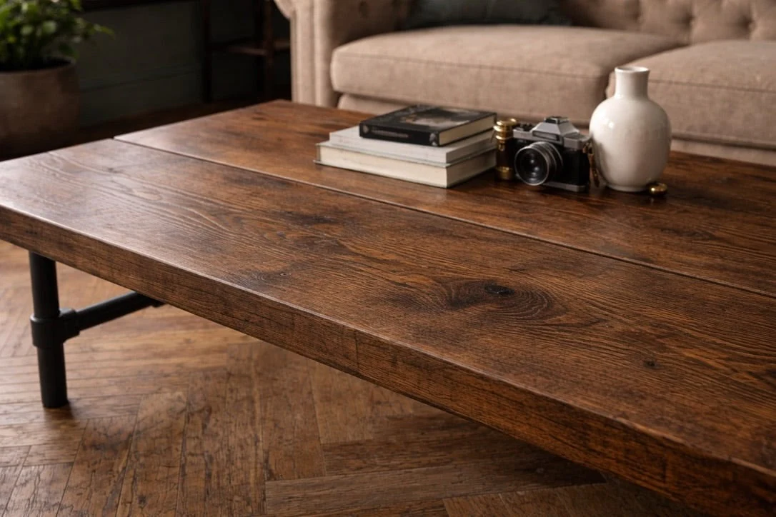 Handcrafted Coffee Table on Steel Tube Legs - Image 7