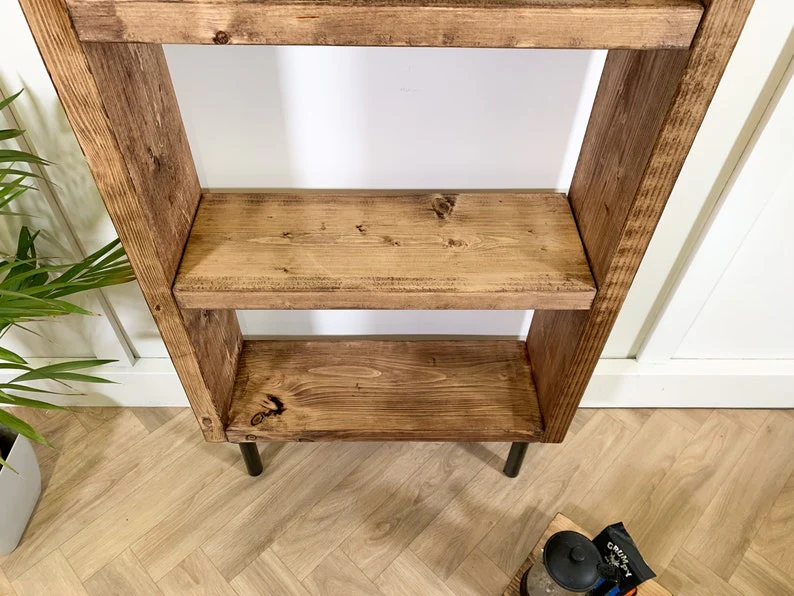 Industrial Reclaimed Scaffold Board Bookcase on Steel Tube Legs - Image 6