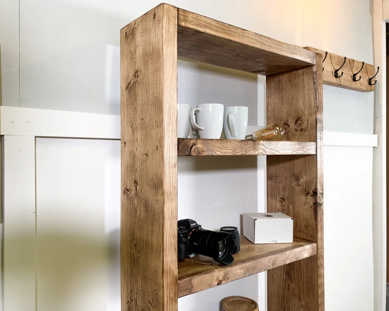Industrial Reclaimed Scaffold Board Bookcase on Steel Tube Legs - Image 8