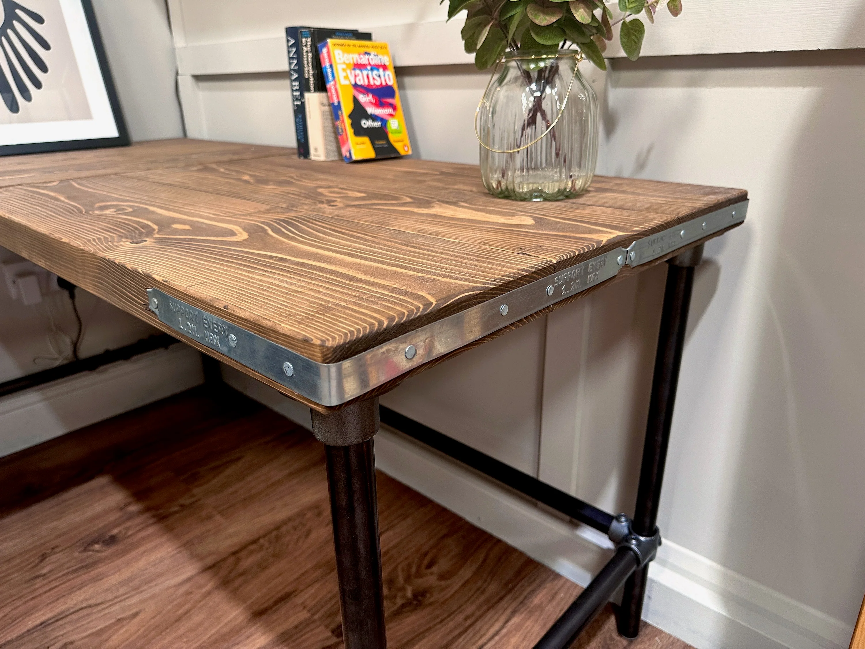 Handcrafted L-Shaped Corner Desk - Rustic Reclaimed Wood Desk with Industrial Steel Legs - Image 9