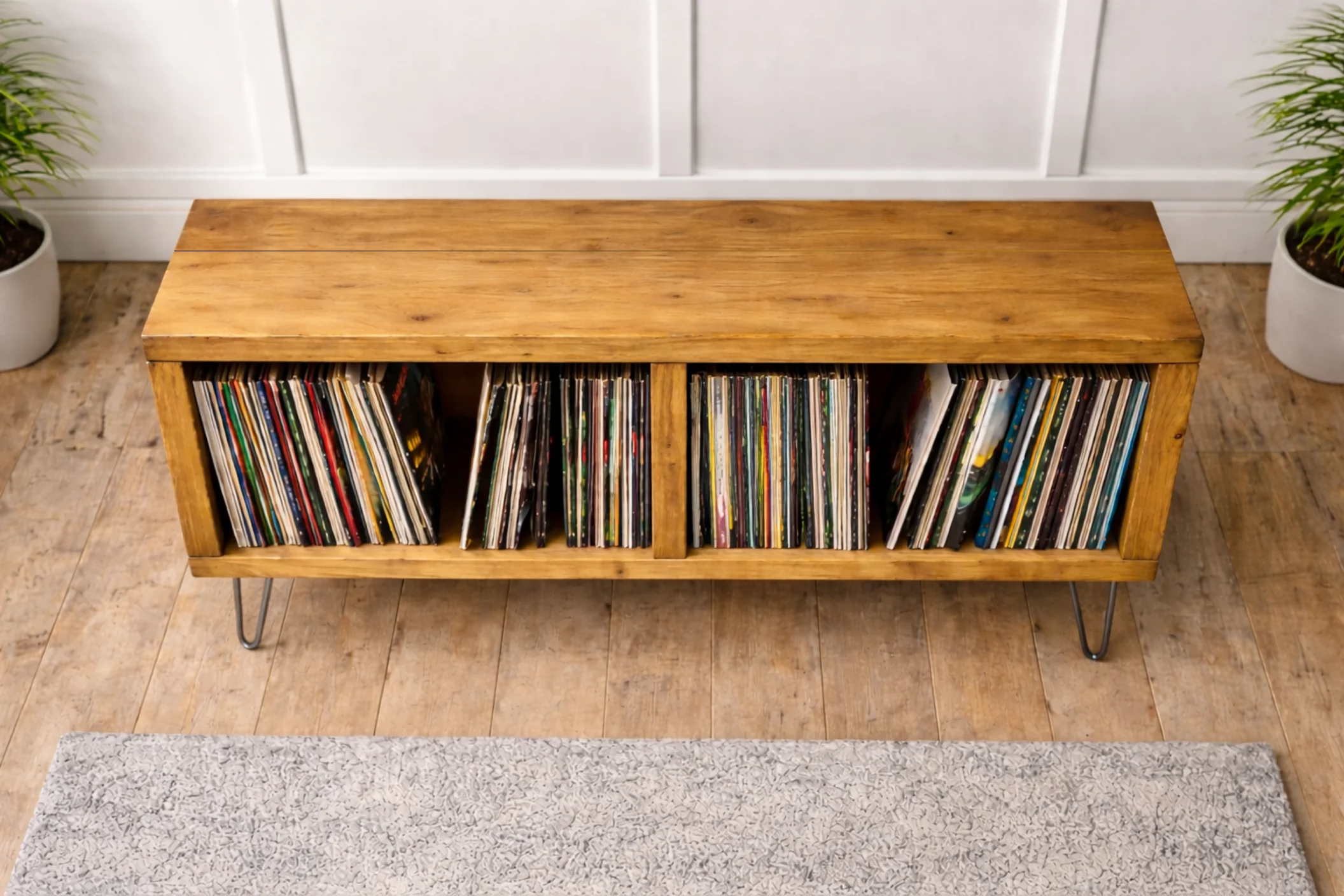 Industrial Record Cabinet, Vinyl Storage, Sideboard on Hairpin Legs - Image 3