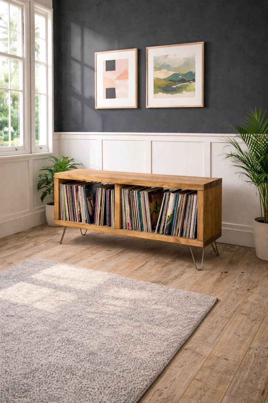 Industrial Record Cabinet, Vinyl Storage, Sideboard on Hairpin Legs - Image 7