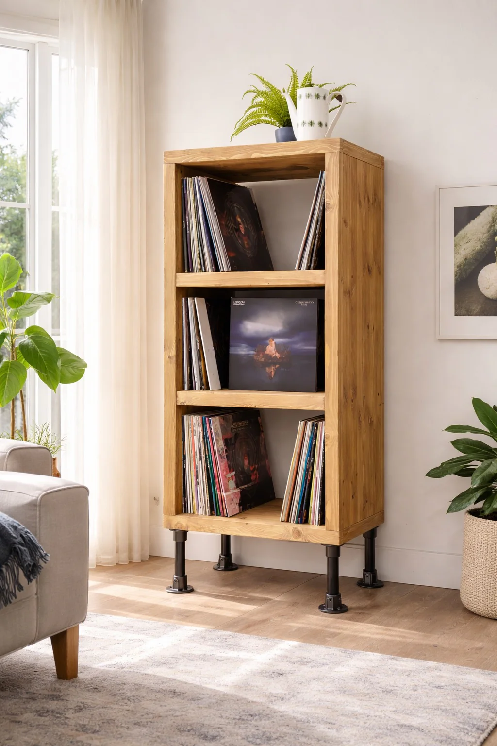 Industrial Record Cabinet on Steel Tube Legs | Vinyl Storage - Image 7