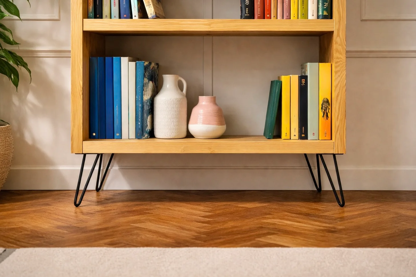 Industrial Rustic Bookcase Bookshelves on Hairpin Legs - Image 3