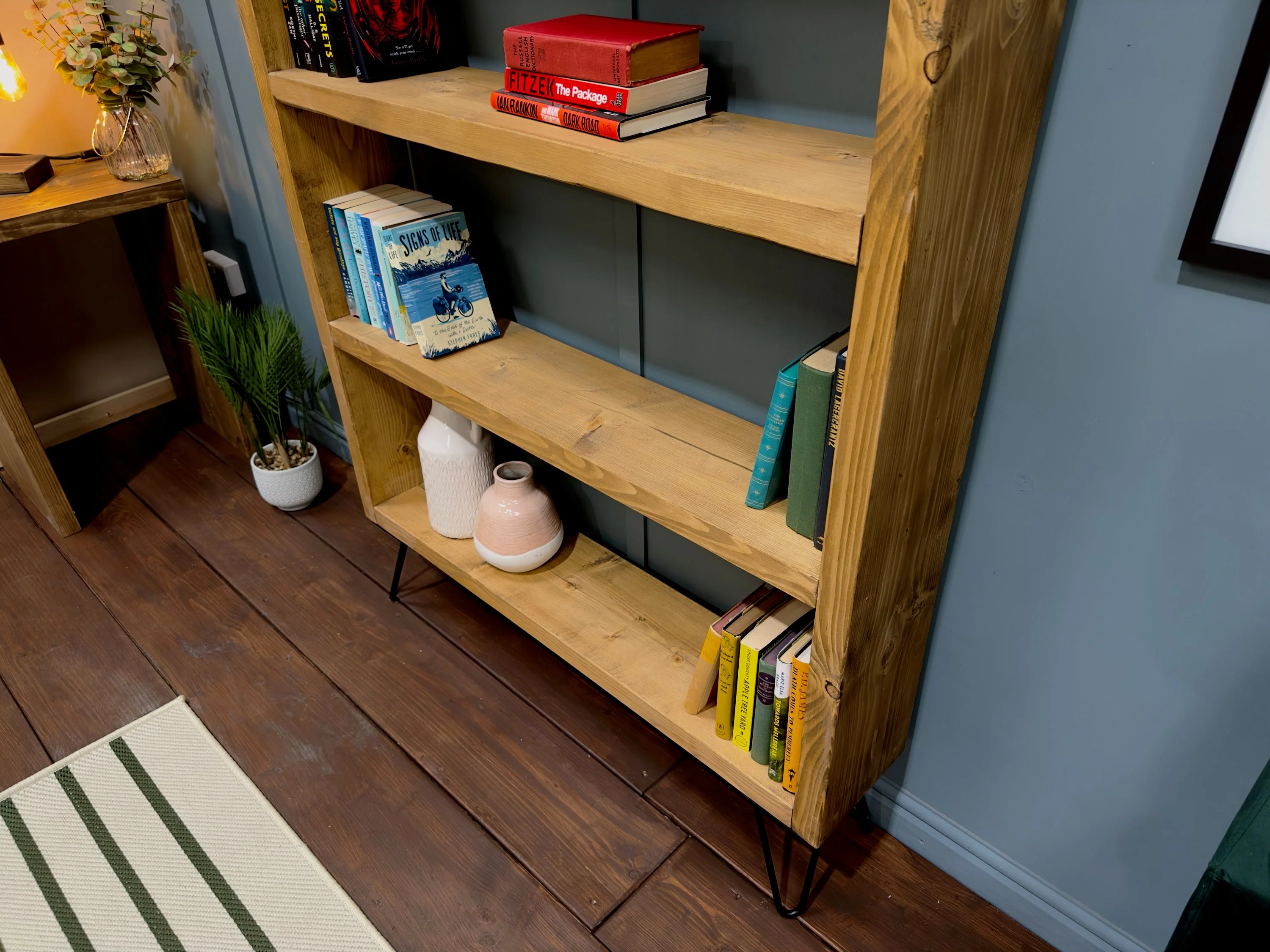 Industrial Rustic Bookcase Bookshelves on Hairpin Legs - Image 8