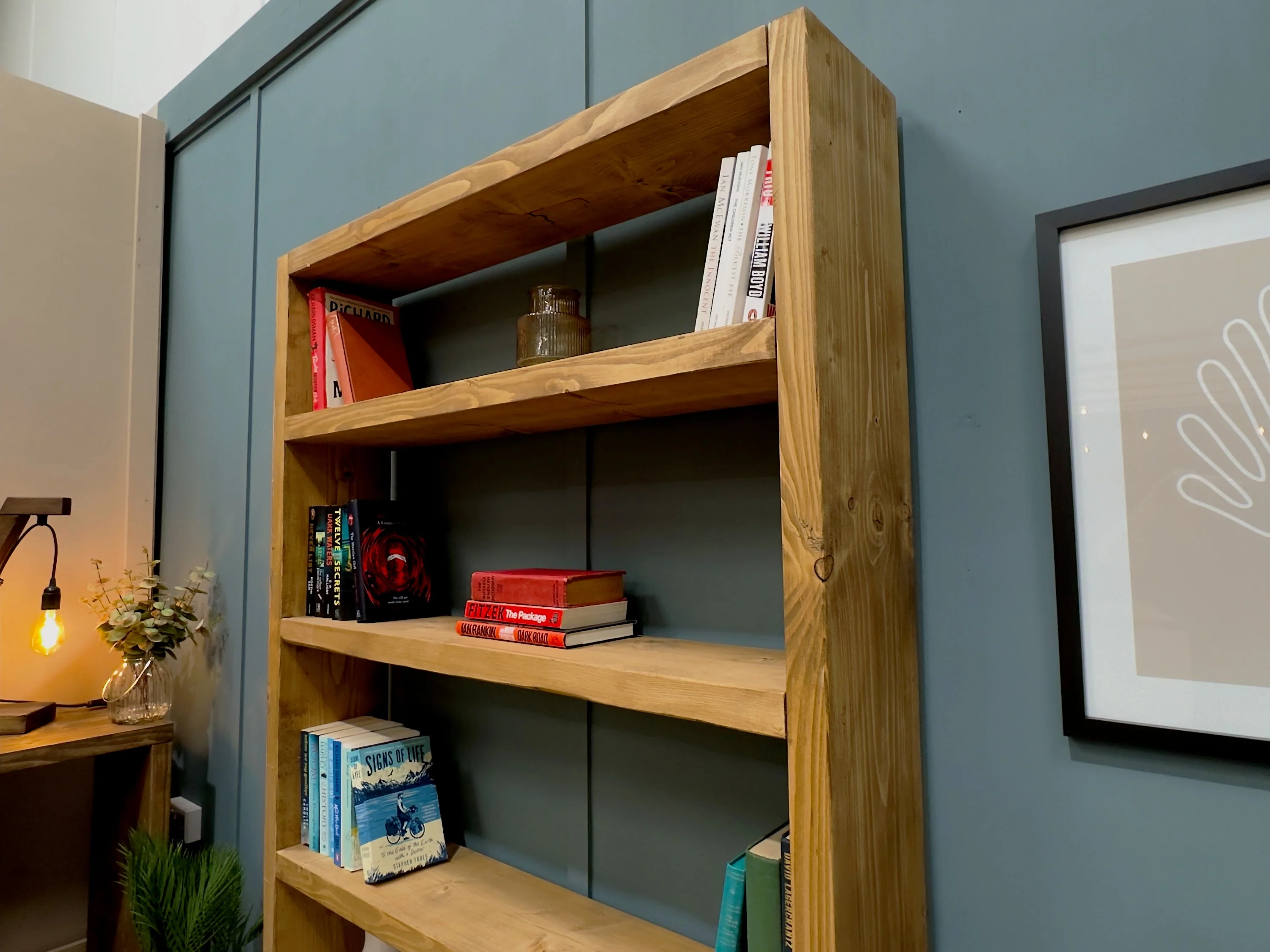 Industrial Rustic Bookcase Bookshelves on Hairpin Legs - Image 9