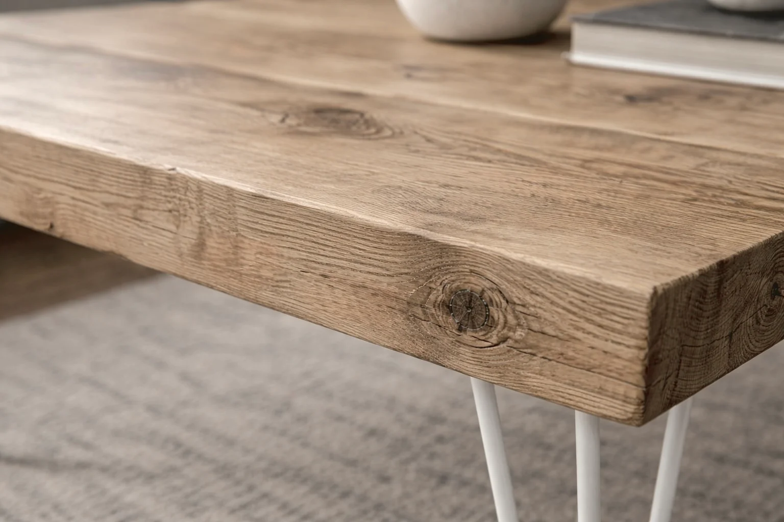 Industrial Solid Wooden Coffee Table on Steel Hairpin Legs - Image 10
