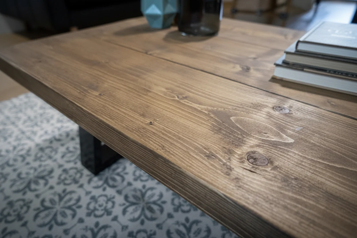 Industrial Coffee Table on Trapezium Steel Box Section Legs - Image 4