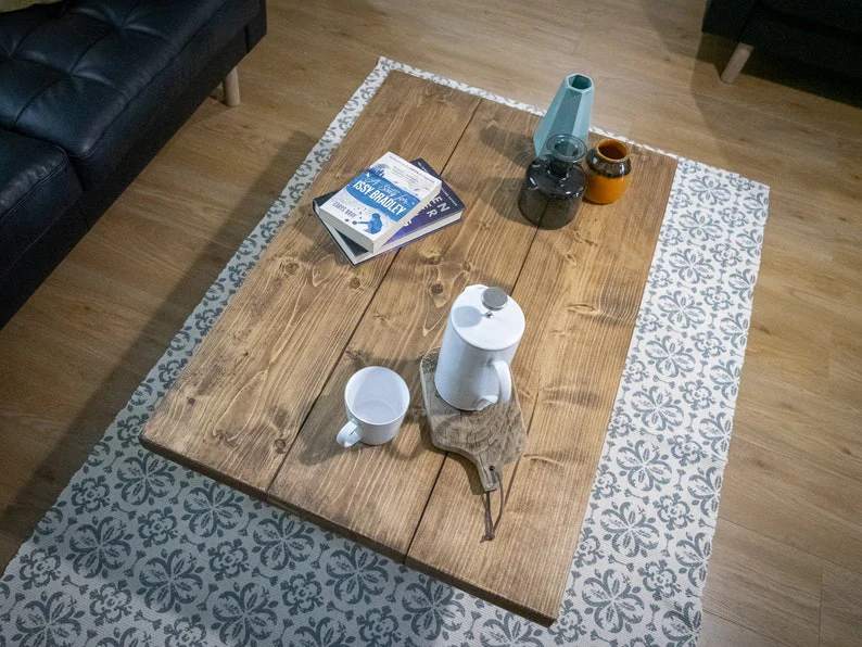 Industrial Coffee Table on Trapezium Steel Box Section Legs - Image 7
