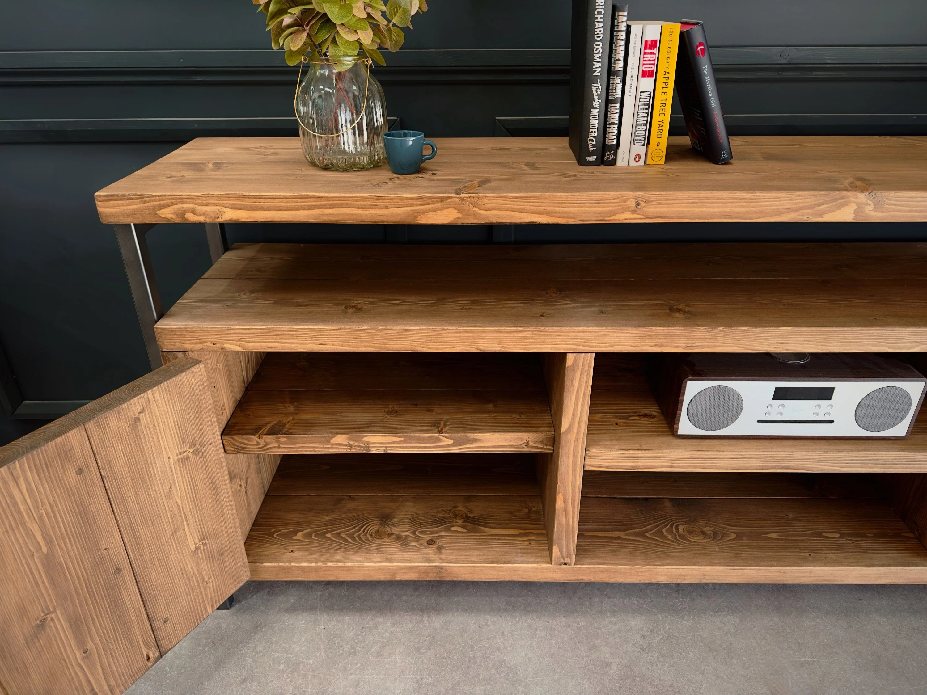 Industrial Sideboard | Media Console Unit, Solid Wooden Storage Cabinet, TV Stand for Living Room, Office, Dining Room | Steel Framework - Image 10