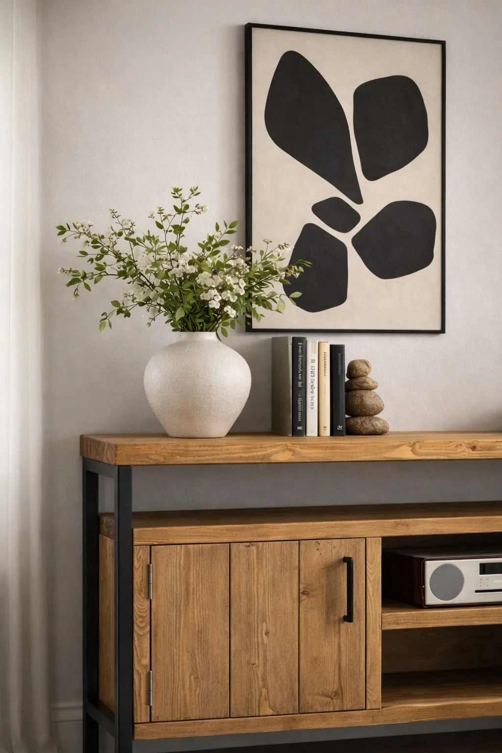Industrial Sideboard | Media Console Unit, Solid Wooden Storage Cabinet, TV Stand for Living Room, Office, Dining Room | Steel Framework - Image 3