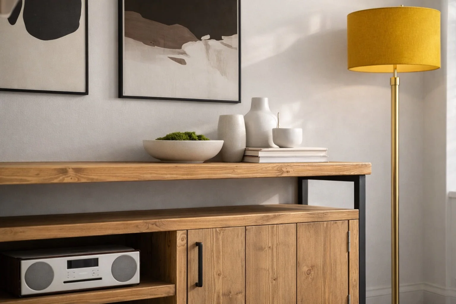 Industrial Sideboard | Media Console Unit, Solid Wooden Storage Cabinet, TV Stand for Living Room, Office, Dining Room | Steel Framework - Image 4