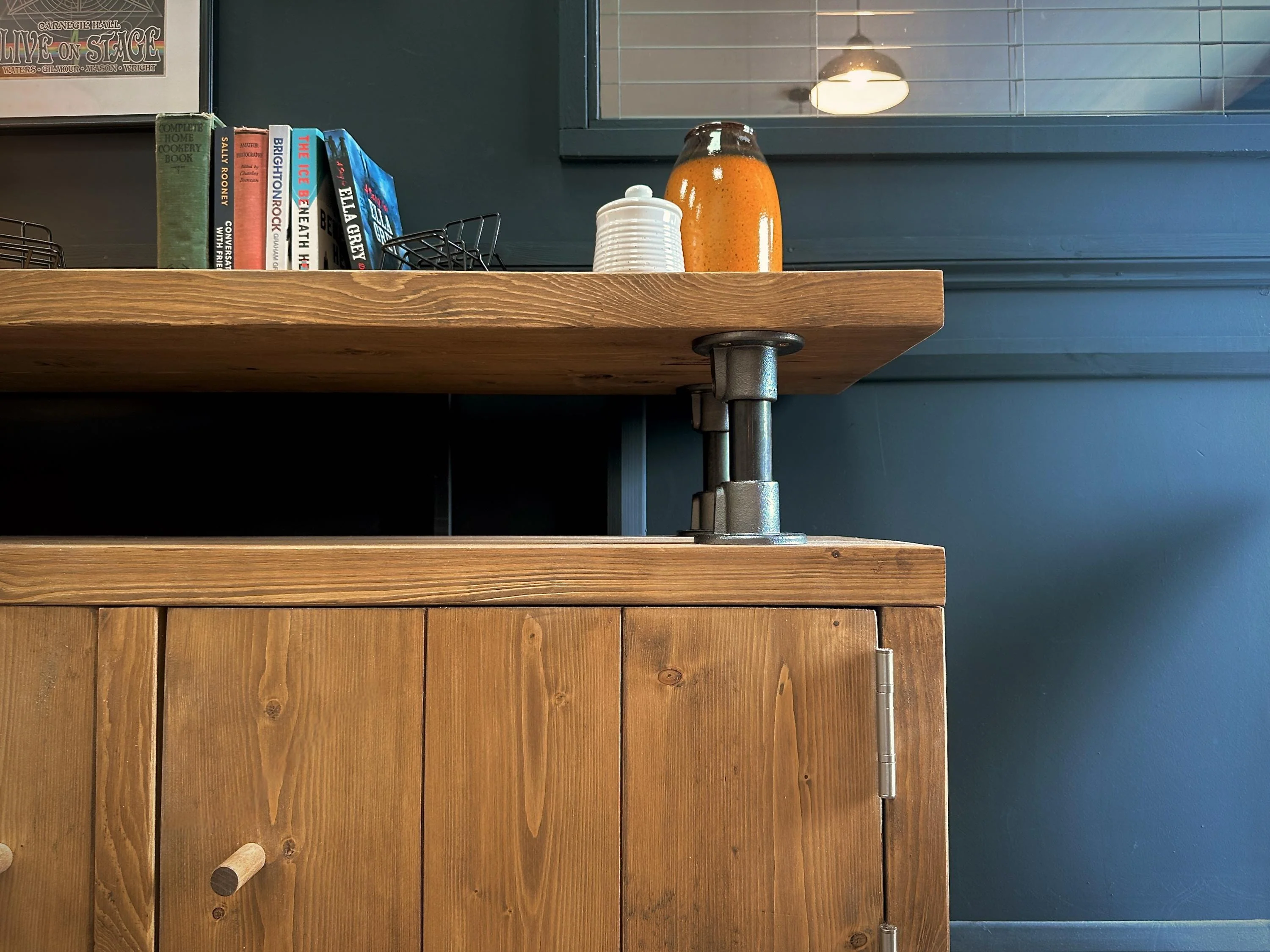Industrial Solid Wooden Sideboard with Steel Tube Legs | Rustic 2 Door Cabinet | Media Unit, LP, Vinyl Storage TV Stand | Reclaimed Rustic - Image 10