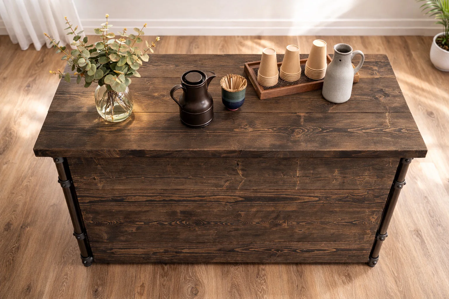 Industrial Solid Wood Retail Counter | Handmade Reception & Bar Desk - Image 5