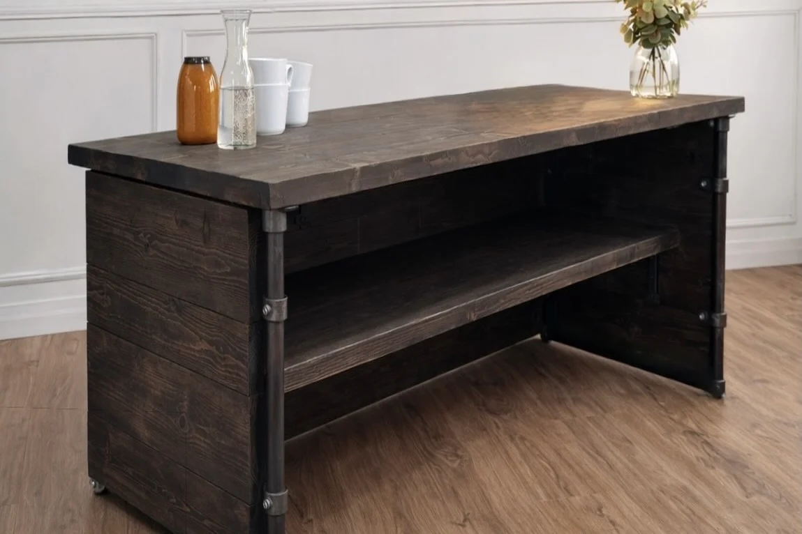 Industrial Solid Wood Retail Counter | Handmade Reception & Bar Desk - Image 6