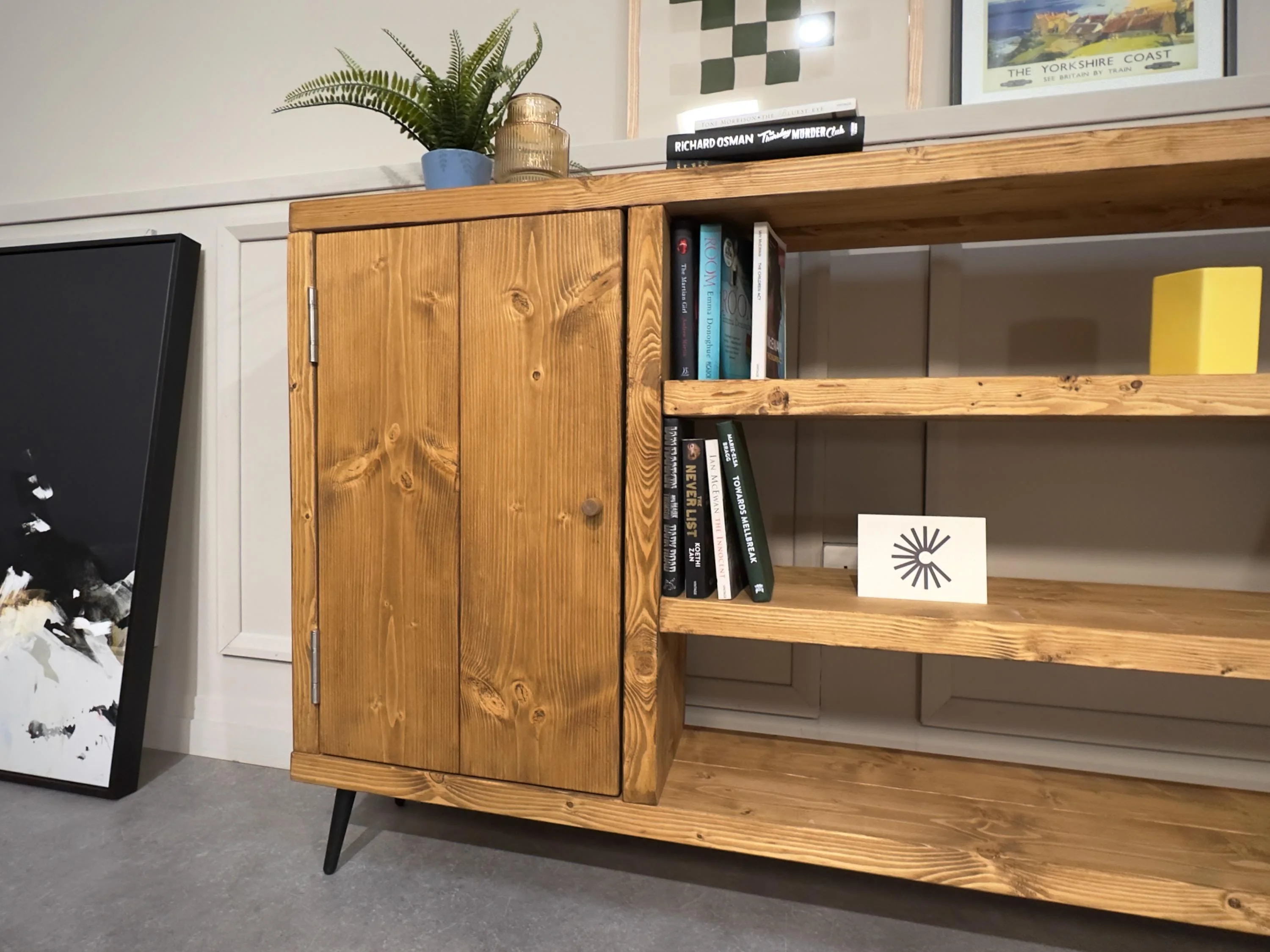Industrial Wooden Sideboard: Retro Cabinet with Shelving - Image 2