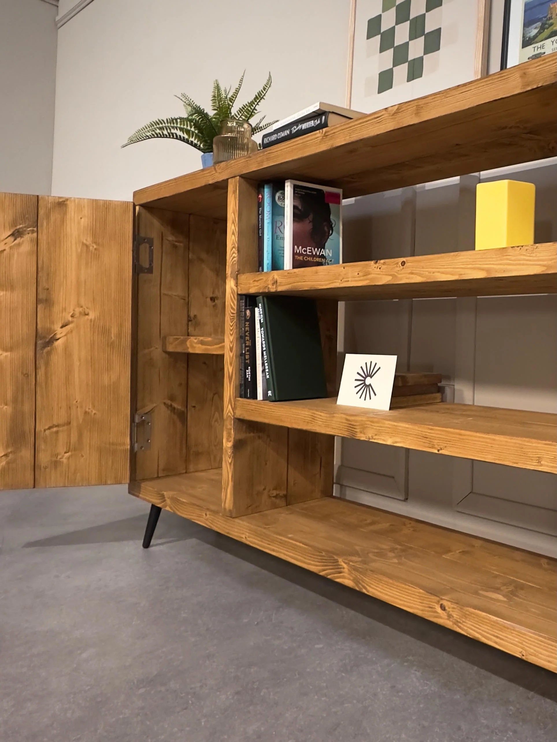 Industrial Wooden Sideboard: Retro Cabinet with Shelving - Image 5