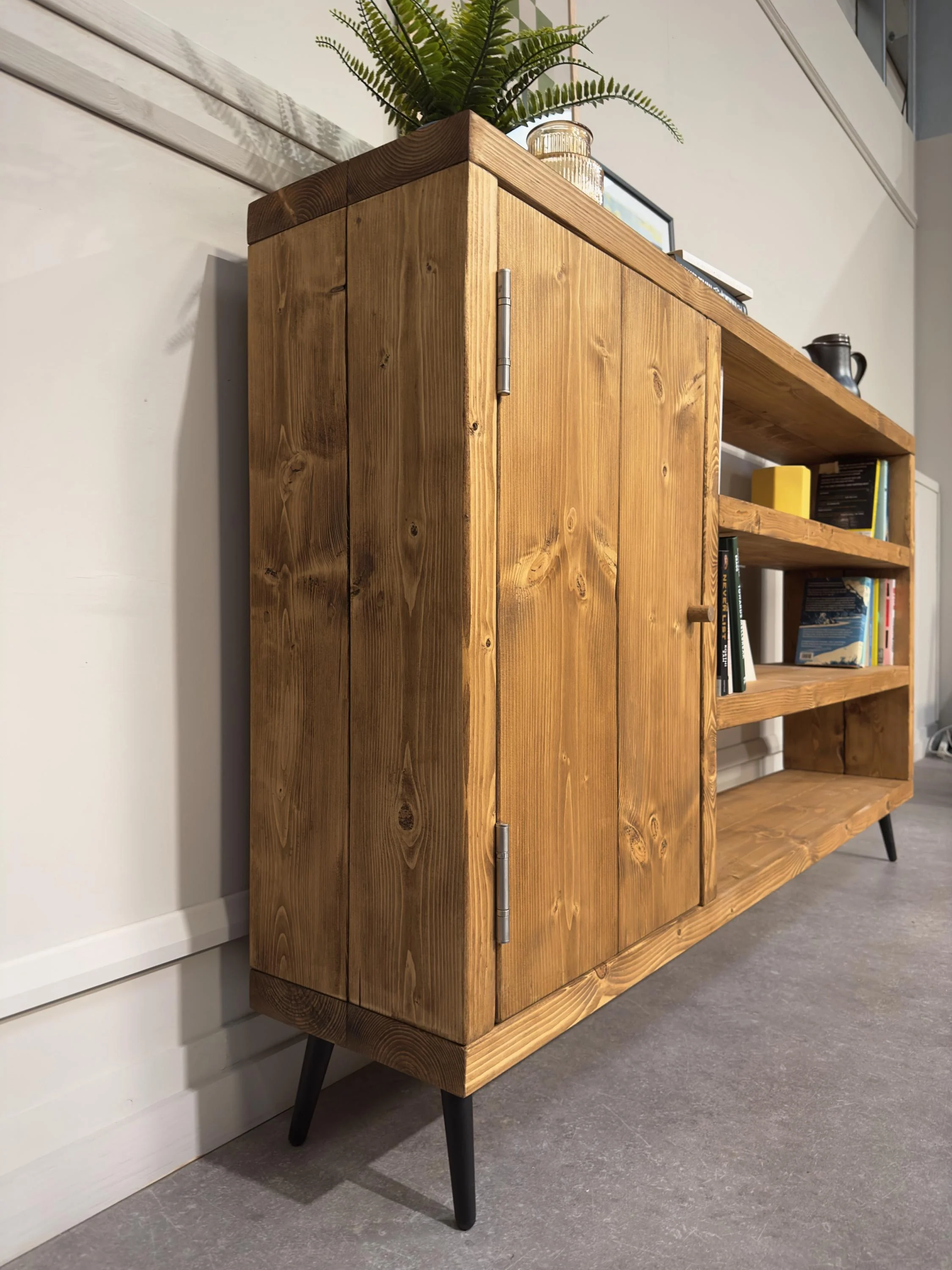 Industrial Wooden Sideboard: Retro Cabinet with Shelving - Image 6