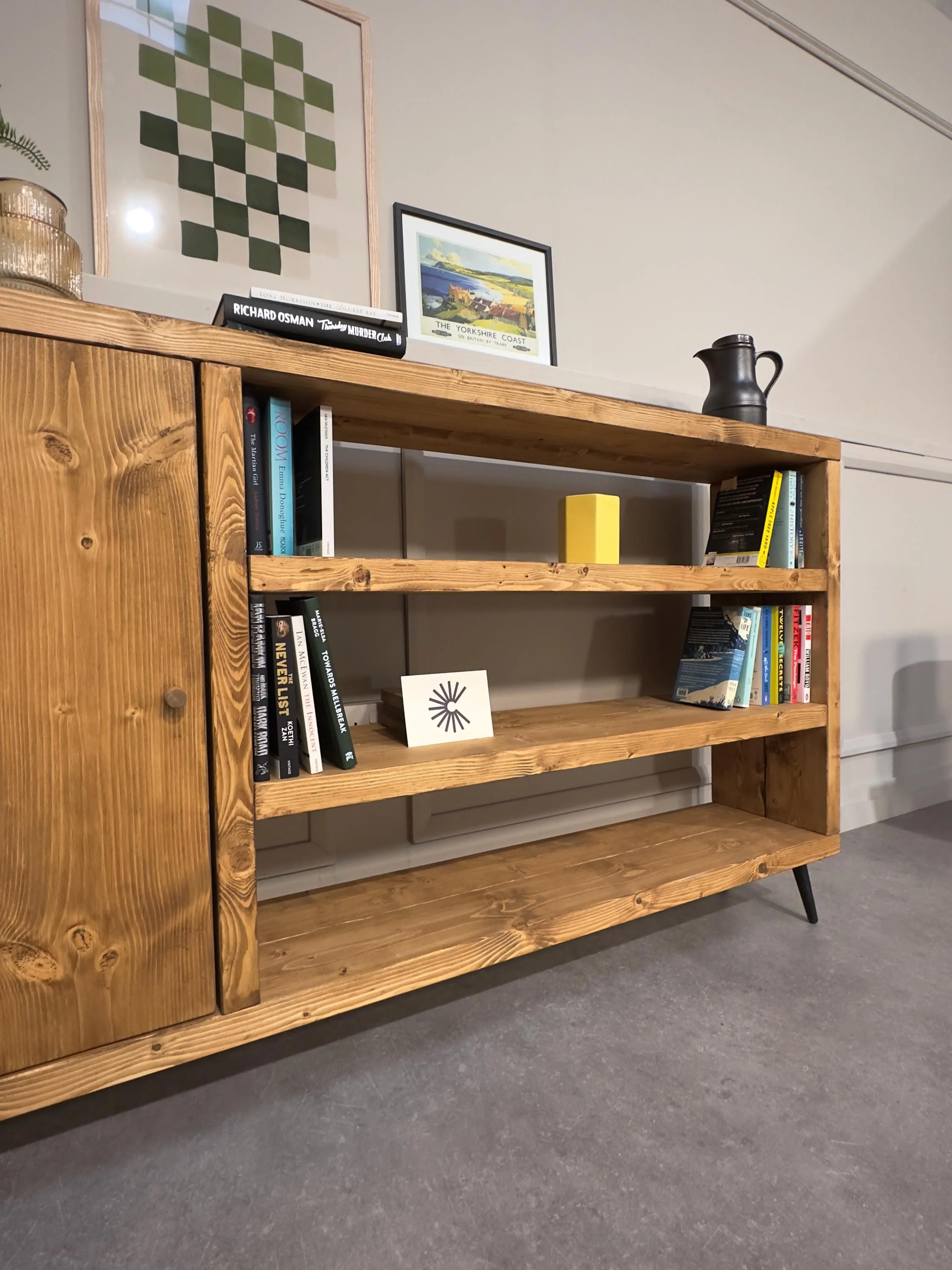 Industrial Wooden Sideboard: Retro Cabinet with Shelving - Image 7