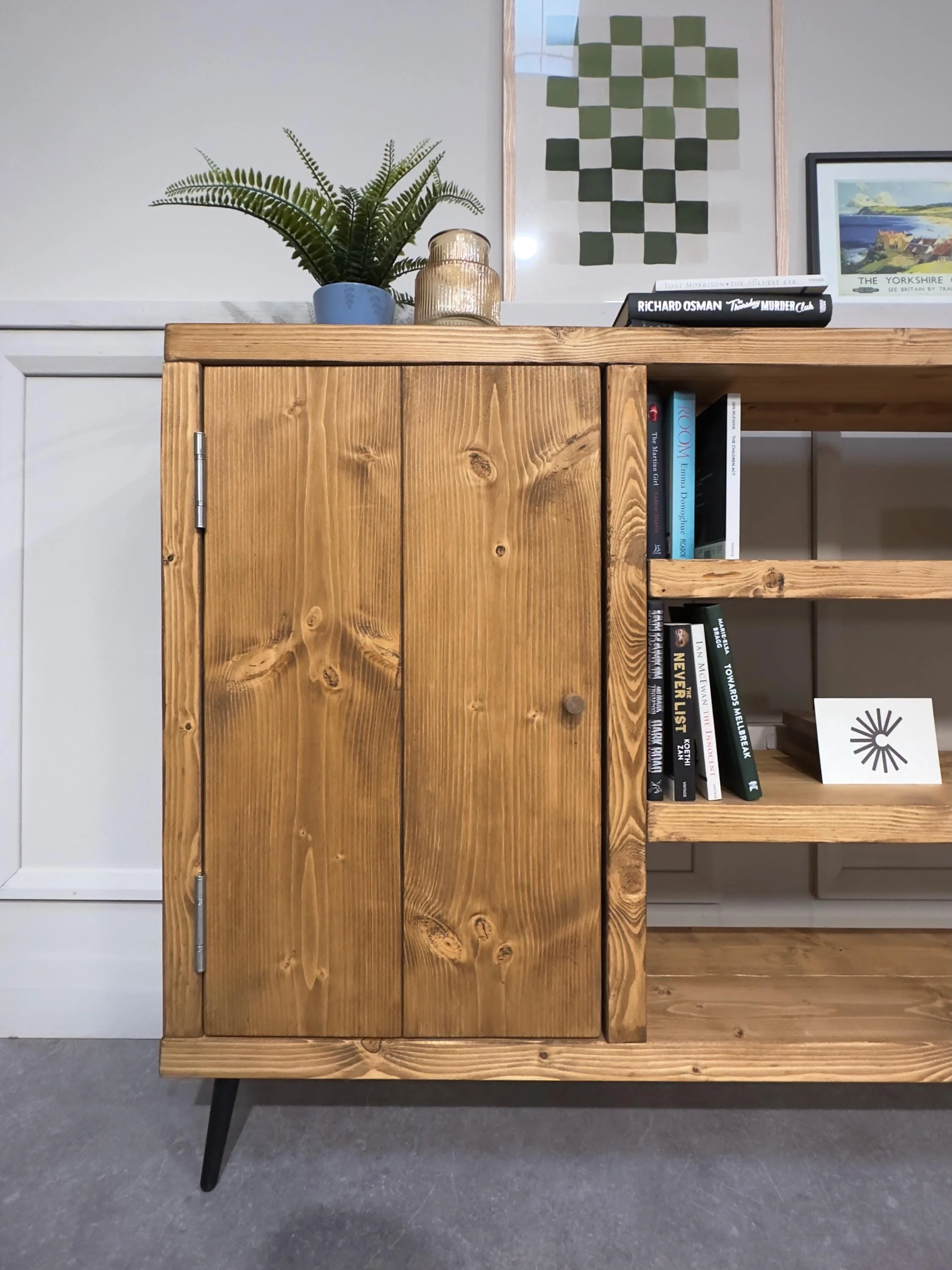 Industrial Wooden Sideboard: Retro Cabinet with Shelving - Image 8