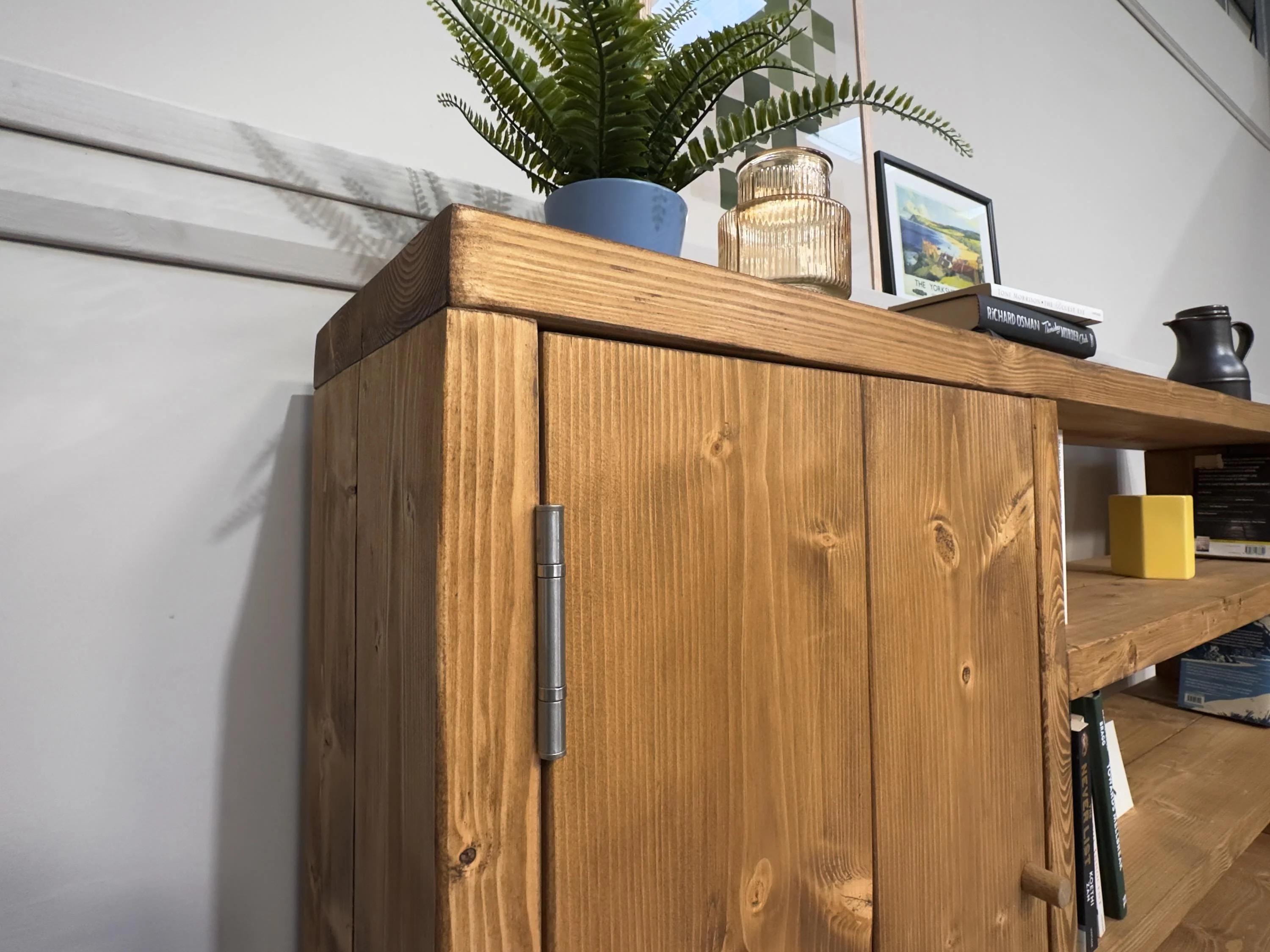 Industrial Wooden Sideboard: Retro Cabinet with Shelving - Image 9