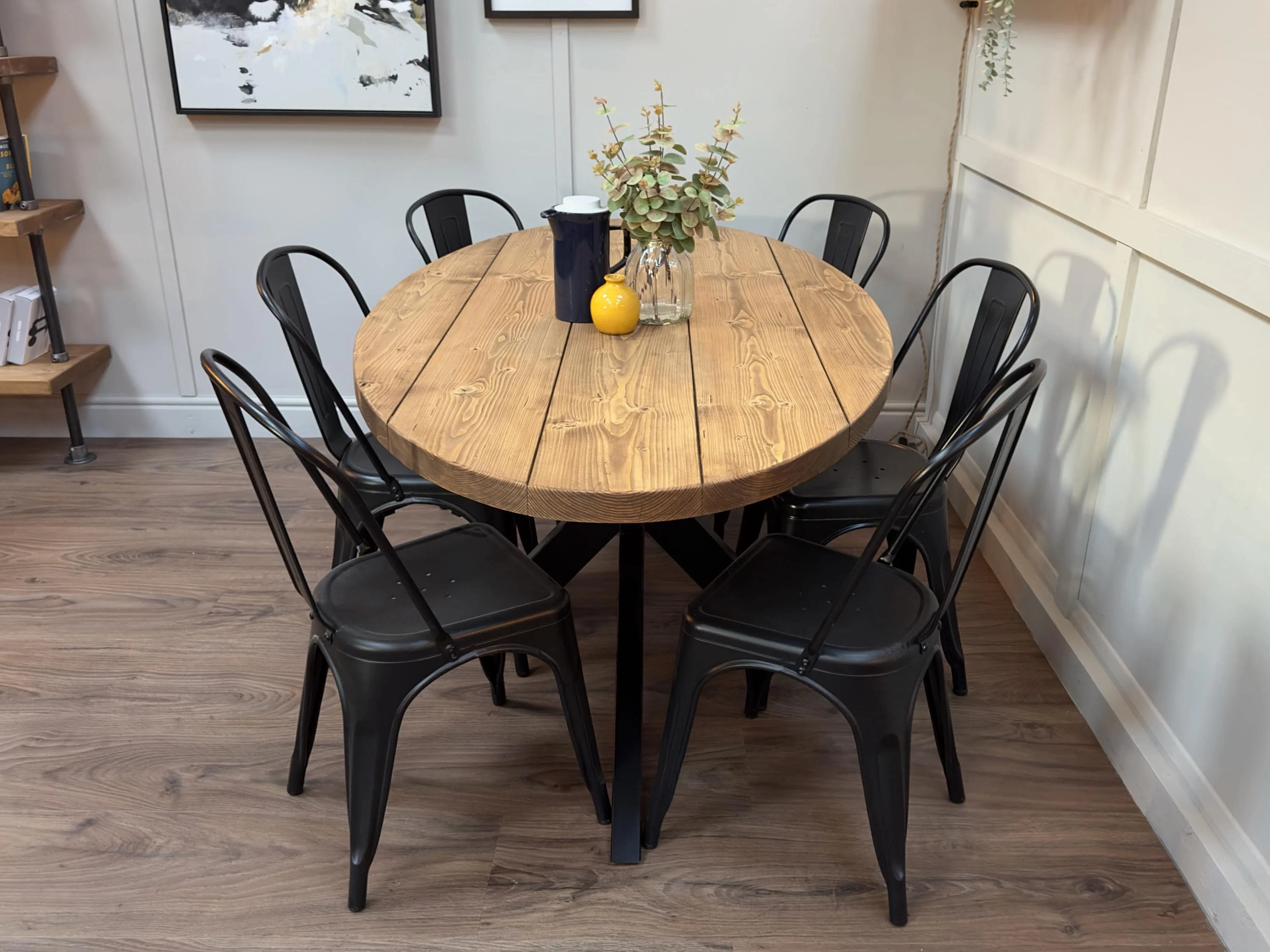Oval Dining Table with Starburst Legs | Rustic Style, Industrial | Kitchen Table, Solid Wood, Handmade - Image 5