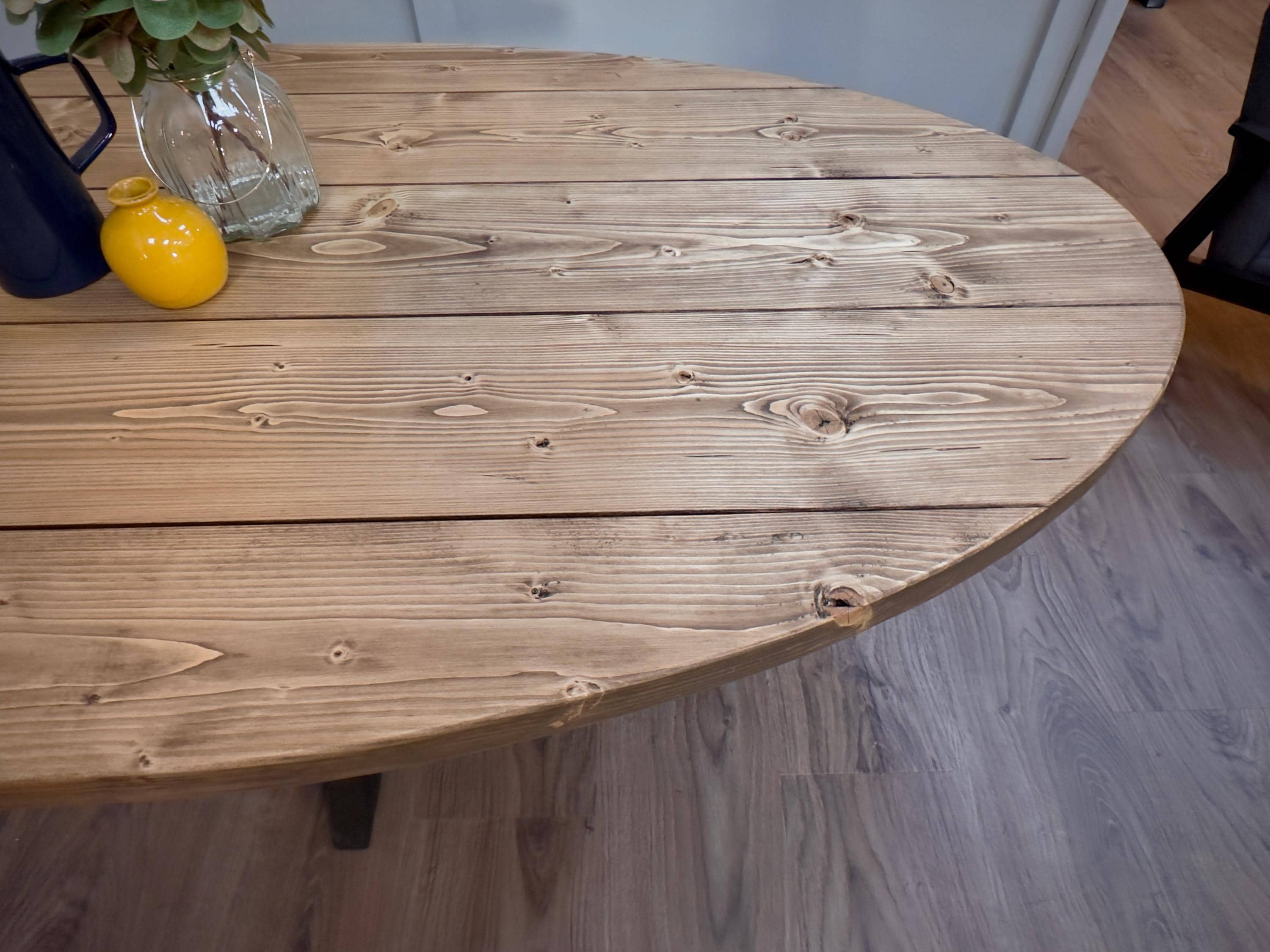 Oval Dining Table with Starburst Legs | Rustic Style, Industrial | Kitchen Table, Solid Wood, Handmade - Image 8