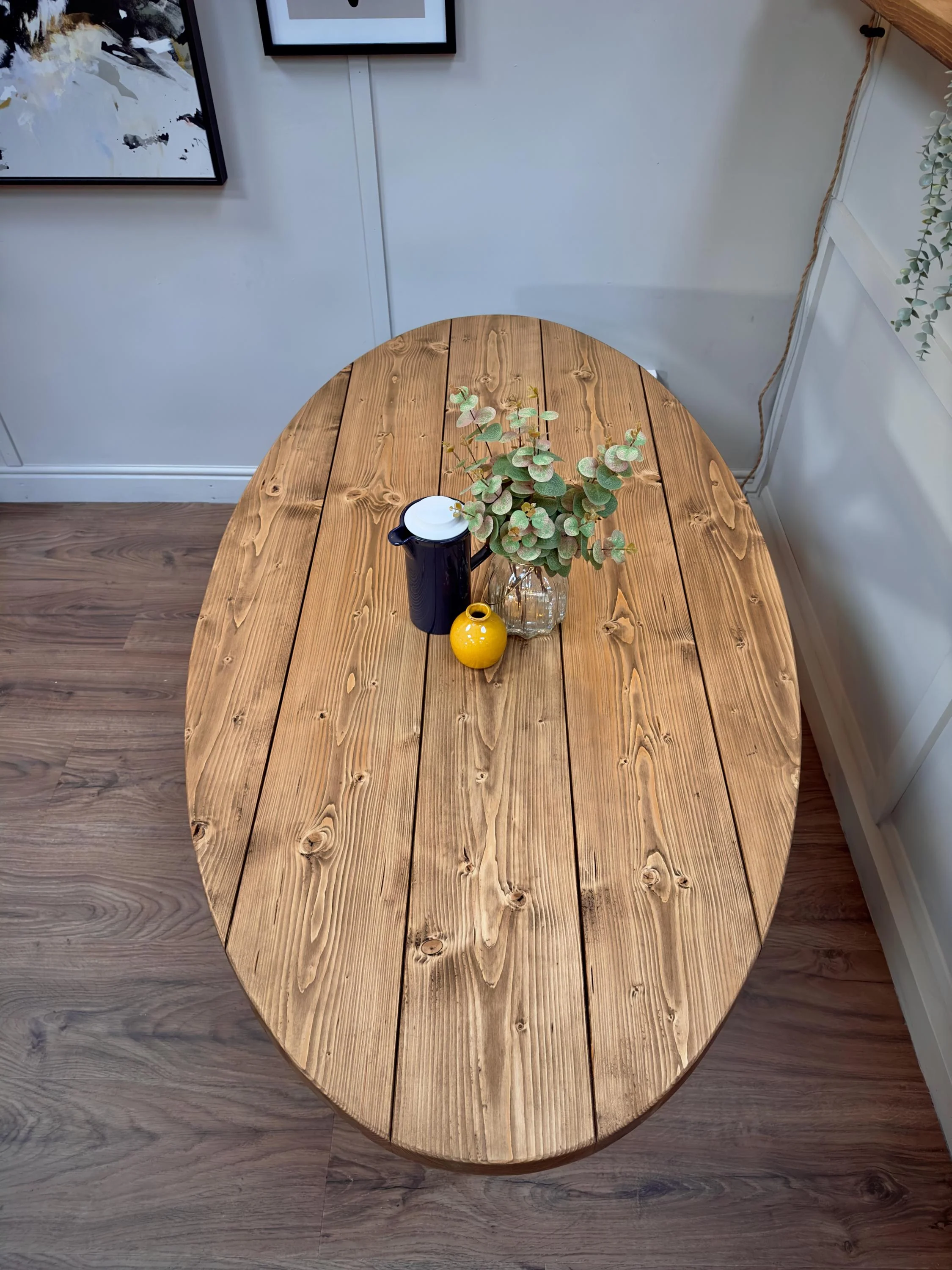 Oval Dining Table with Starburst Legs | Rustic Style, Industrial | Kitchen Table, Solid Wood, Handmade - Image 9