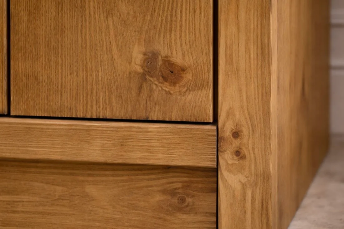 Rustic 2 Door Cupboard | Solid Wooden Storage Cabinet for Living Room, Office, Dining Room | Wooden Base Sideboard - Image 9