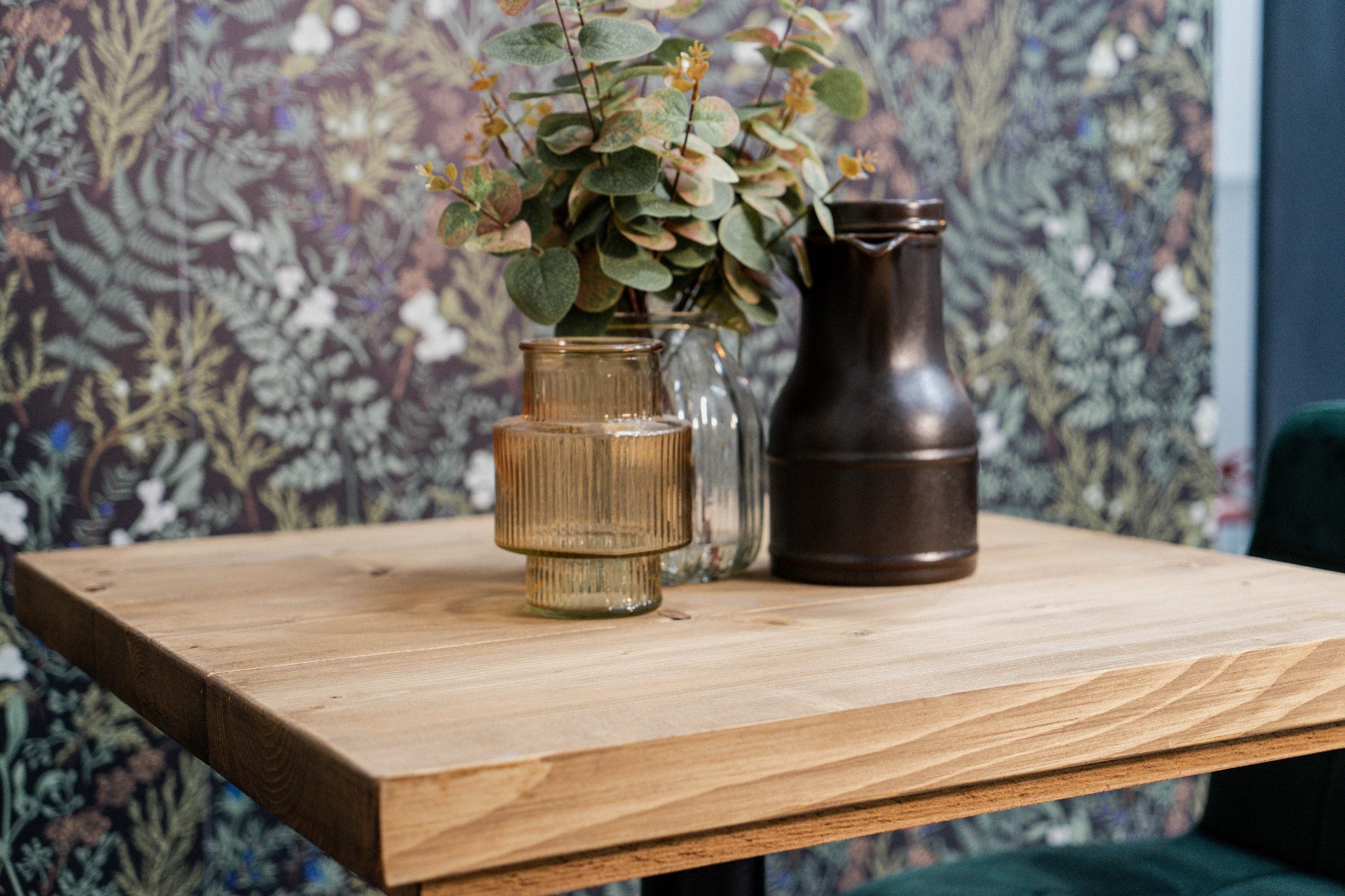 Rustic Bistro Table | Cafe Bar Style | Cast Iron Pedestal Base | Solid Wood Timber Top - Image 4