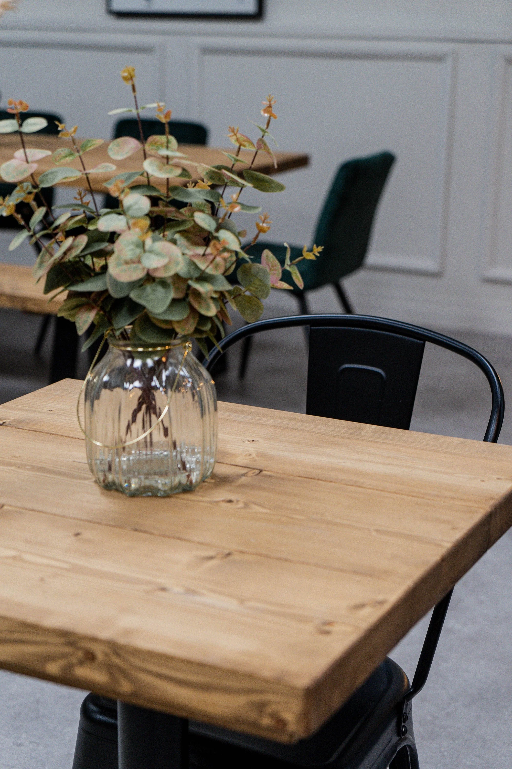 Rustic Bistro Table | Cafe Bar Style | Cast Iron Pedestal Base | Solid Wood Timber Top - Image 7
