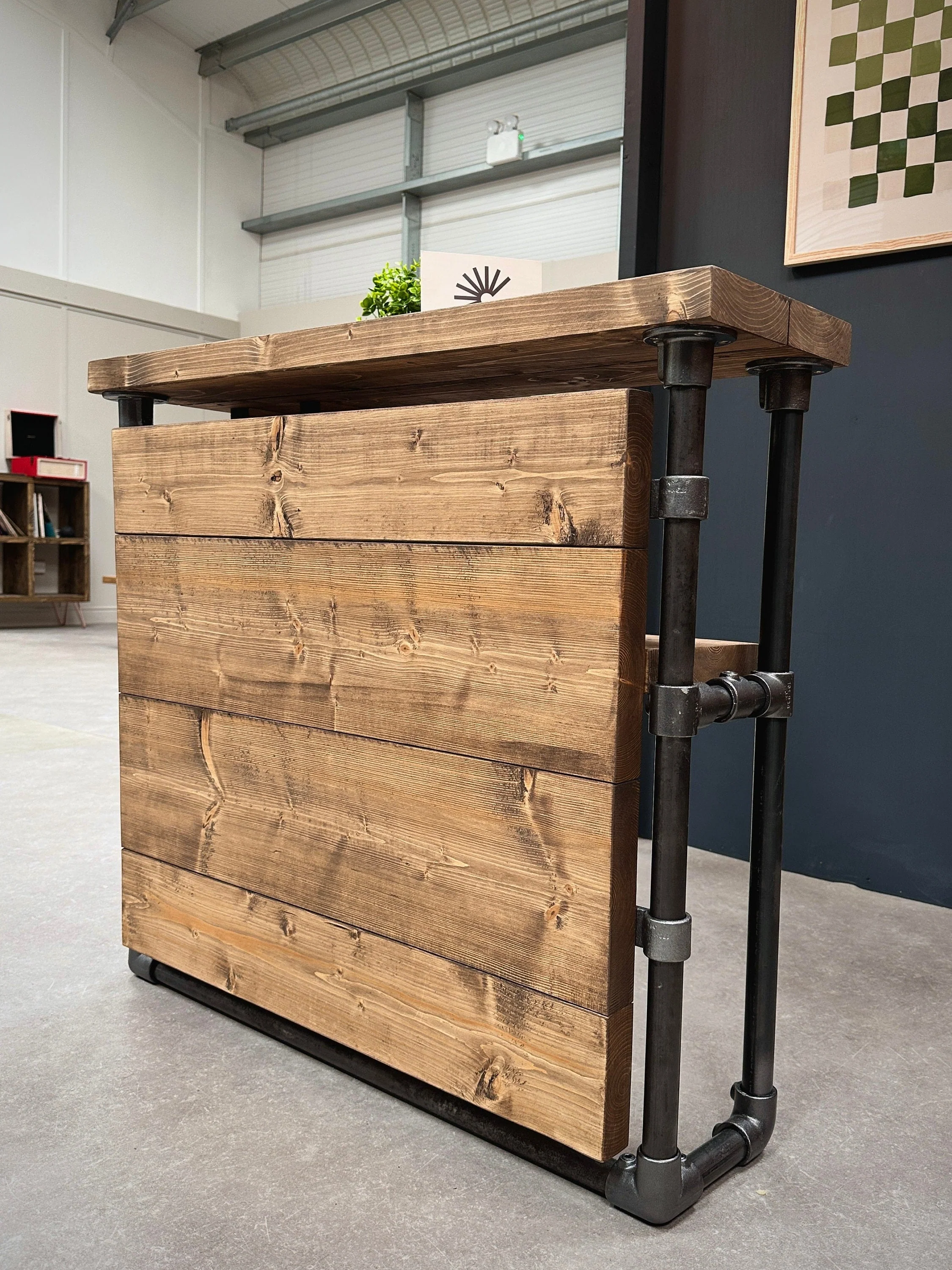 Rustic Counter, Bar, Front Desk, Handmade Welcome Desk | Corner Unit | Wedding Event | Industrial Style Rustic, Steel Tube | Shop Cafe Salon - Image 5