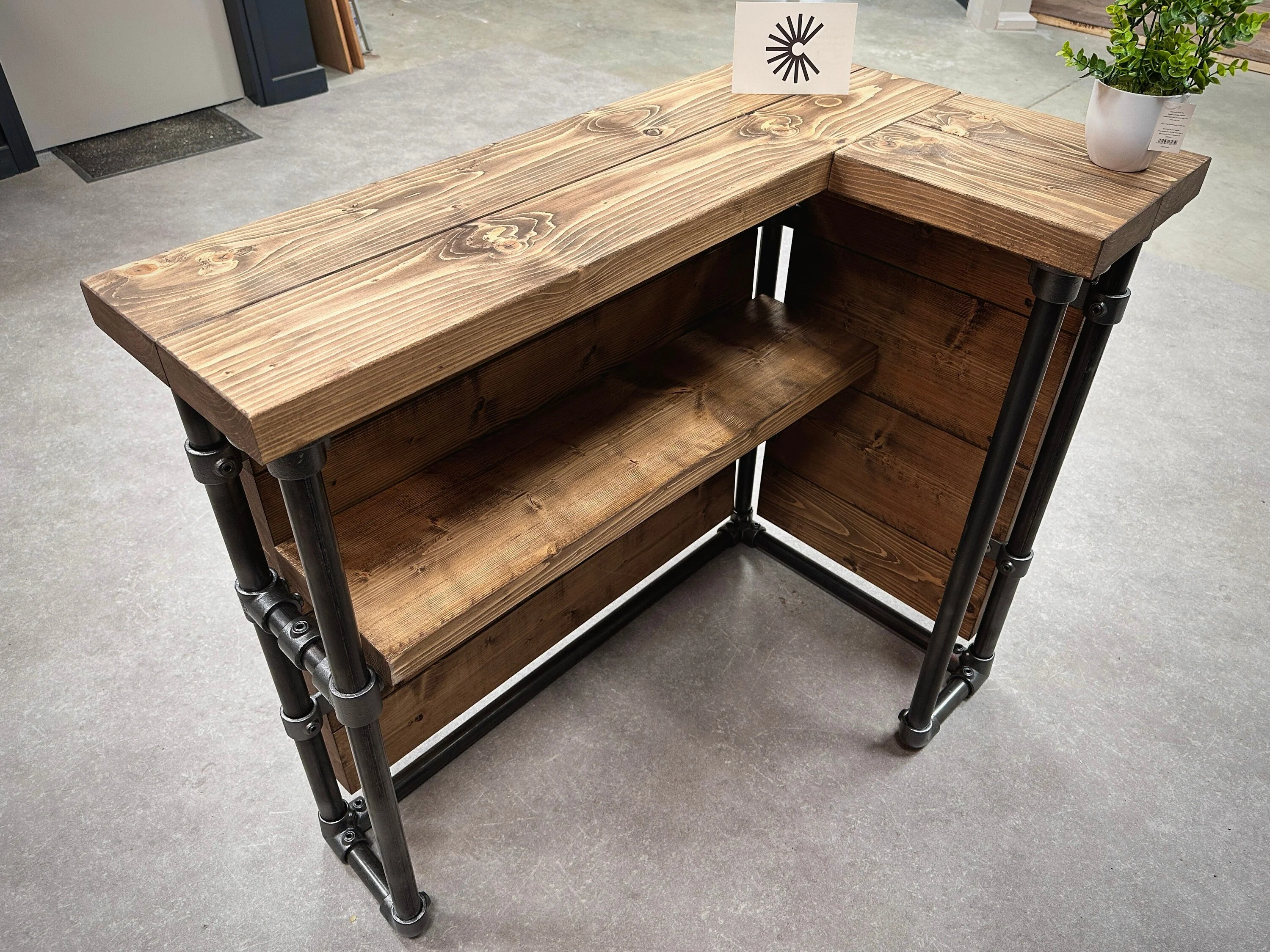 Rustic Counter, Bar, Front Desk, Handmade Welcome Desk | Corner Unit | Wedding Event | Industrial Style Rustic, Steel Tube | Shop Cafe Salon - Image 6