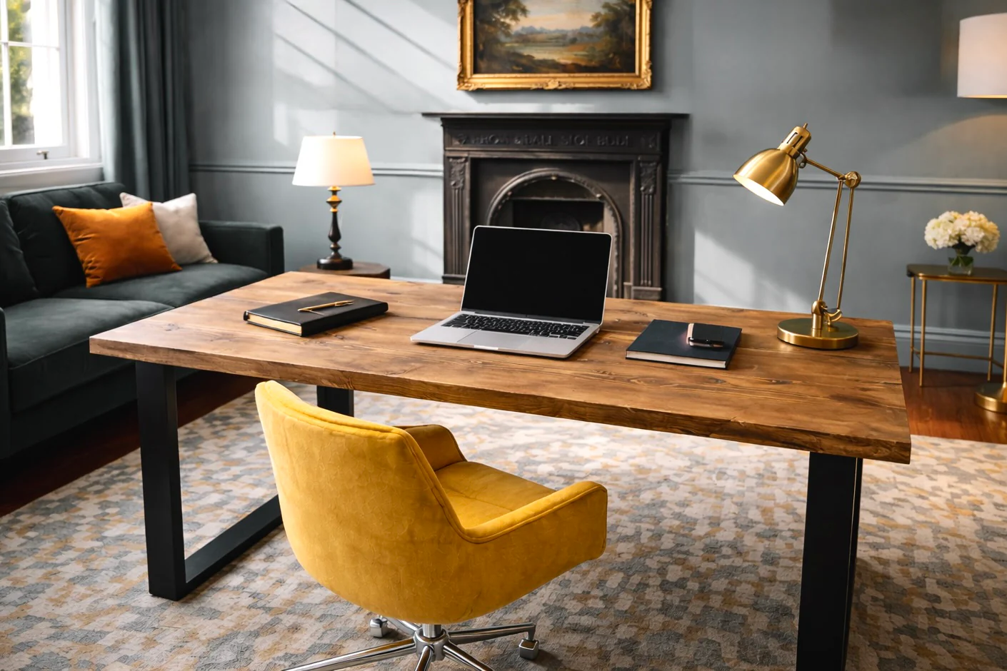 Rustic Desk with Steel Square Legs | Industrial, Reclaimed Style | Solid Wooden Desktop - Image 6