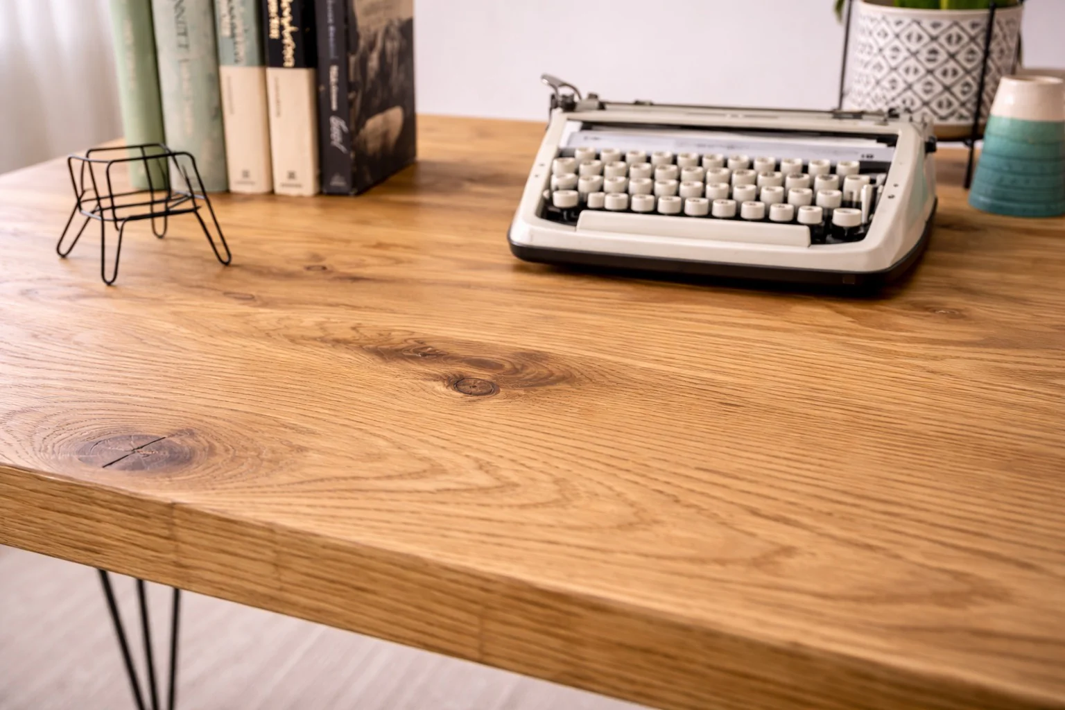 Rustic Solid Wooden Desk, Hairpin Steel Legs | Industrial Reclaimed Style - Image 5