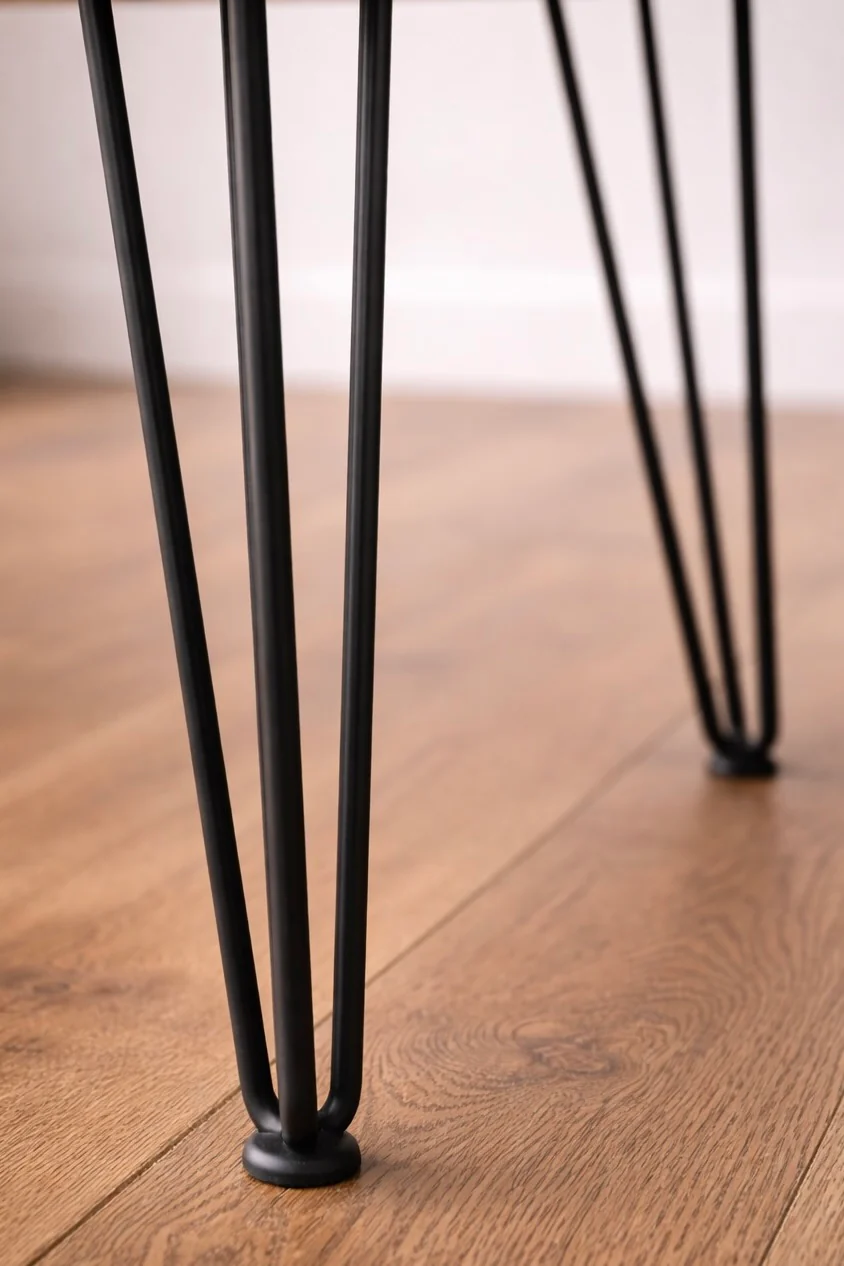Rustic Solid Wooden Desk, Hairpin Steel Legs | Industrial Reclaimed Style - Image 6