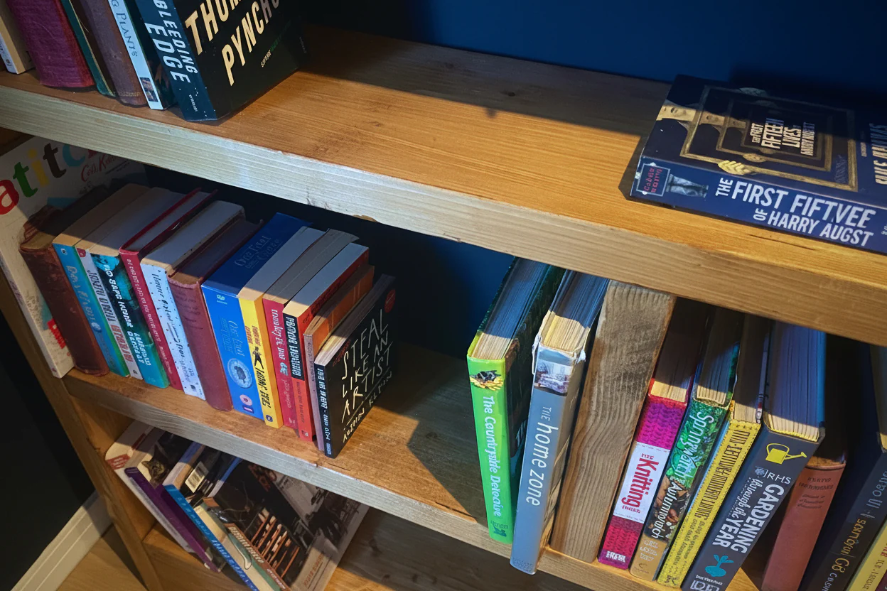 Rustic Solid Wooden Bookcase | Industrial Scaffold Board Style Shelving | Reclaimed Bookshelves - Image 10
