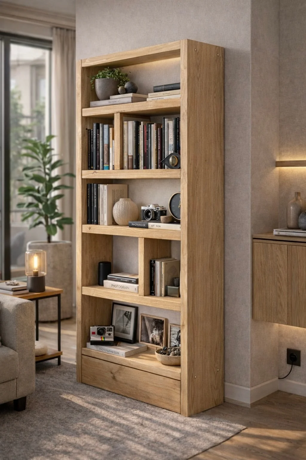 Rustic Solid Wooden Bookcase | Industrial Scaffold Board Style Shelving | Reclaimed Bookshelves - Image 5