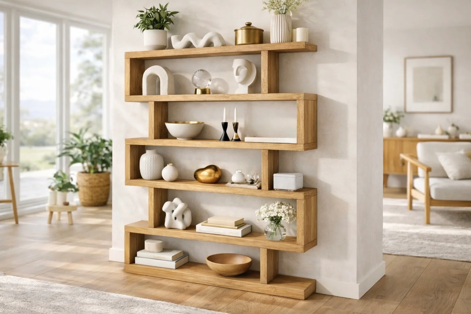Rustic Solid Wood Staggered Bookcase | Industrial Handcrafted Bookshelves - Image 3
